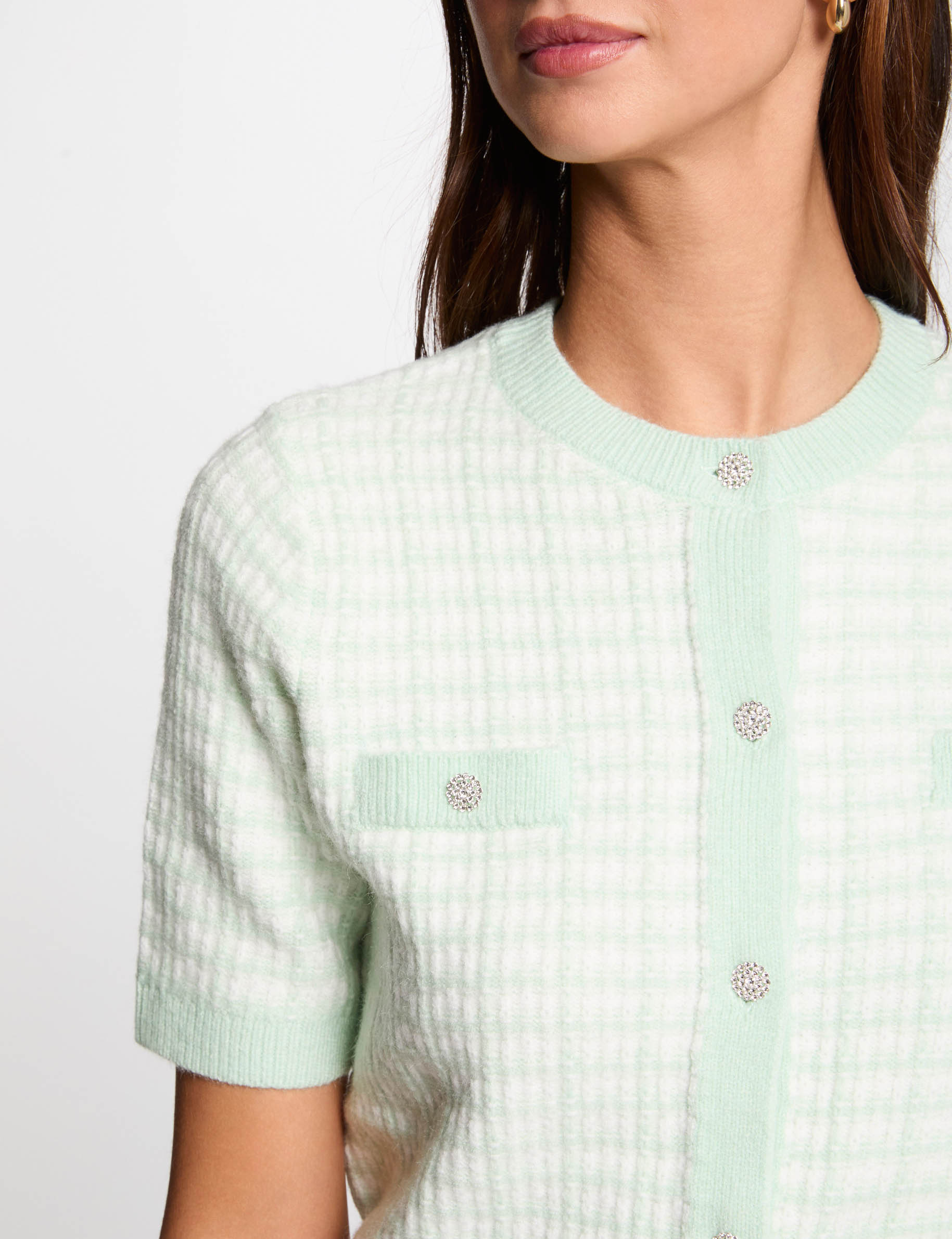 printed short sleeved cardigan light green women Printed short-sleeved cardigan light green women