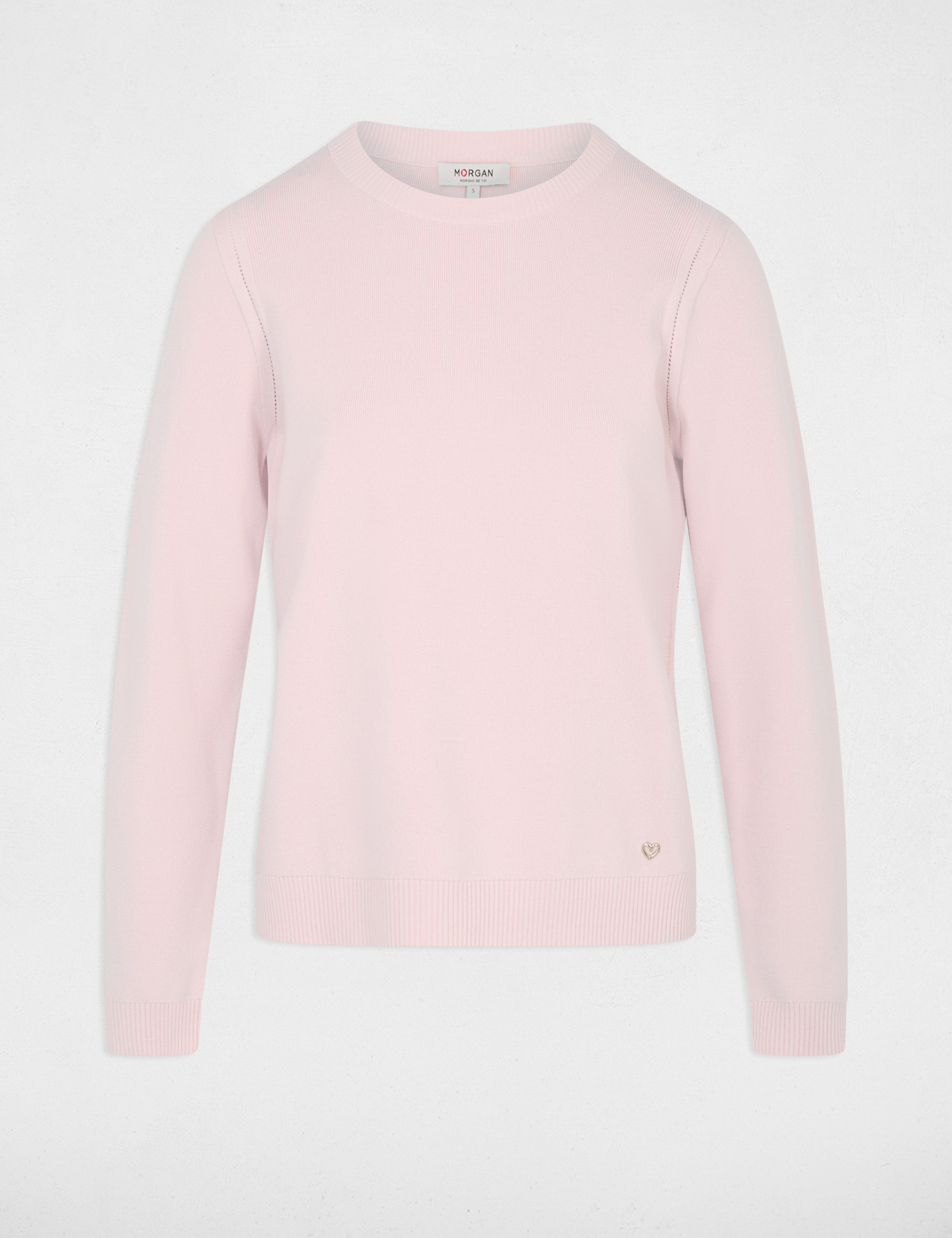 Textured knit sweater light pink women