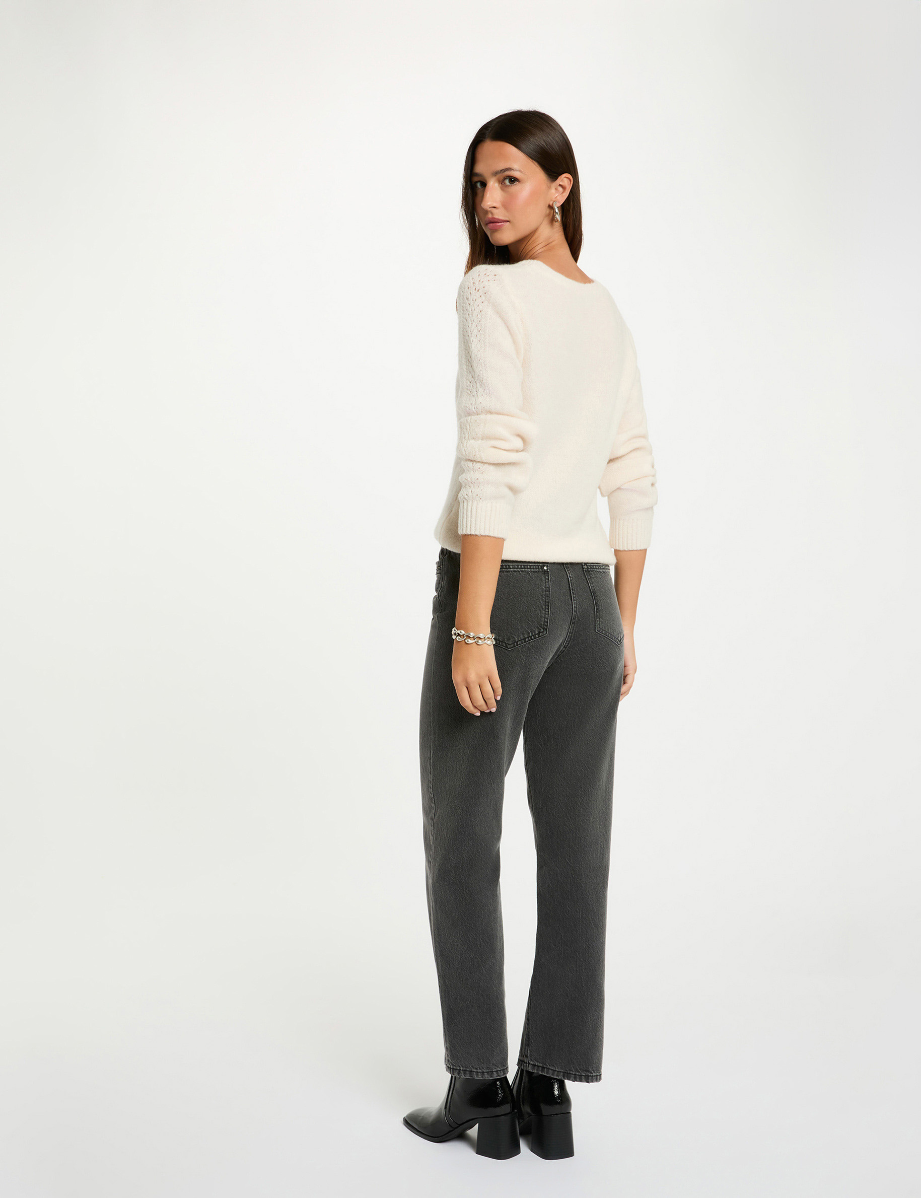 cropped v neck sweater ivory women Cropped V-neck sweater ivory women
