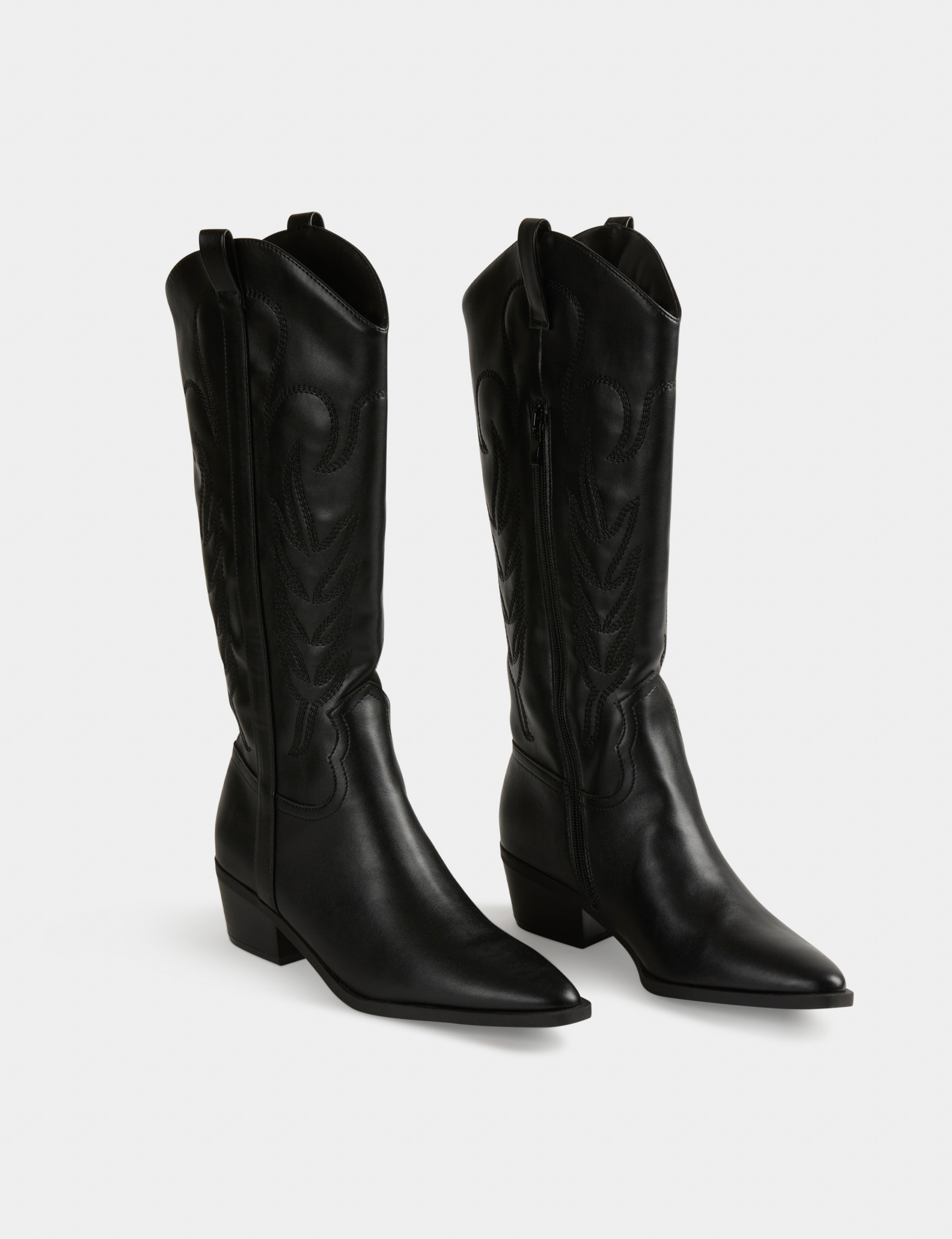 Zipped western style boots black ladies'
