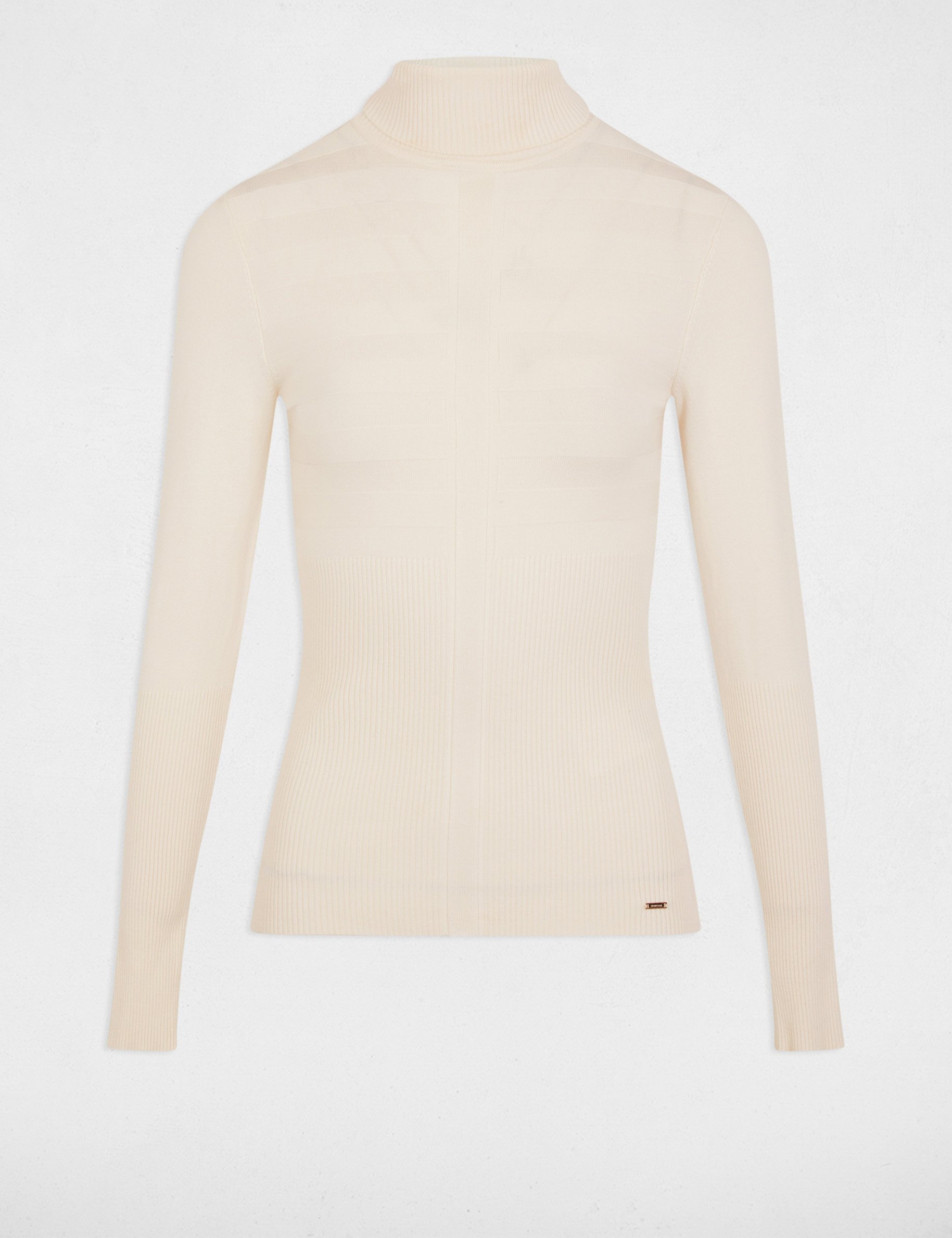 pull col roule ajuste ivoire femme Pull col roulé ajusté ivoire femme