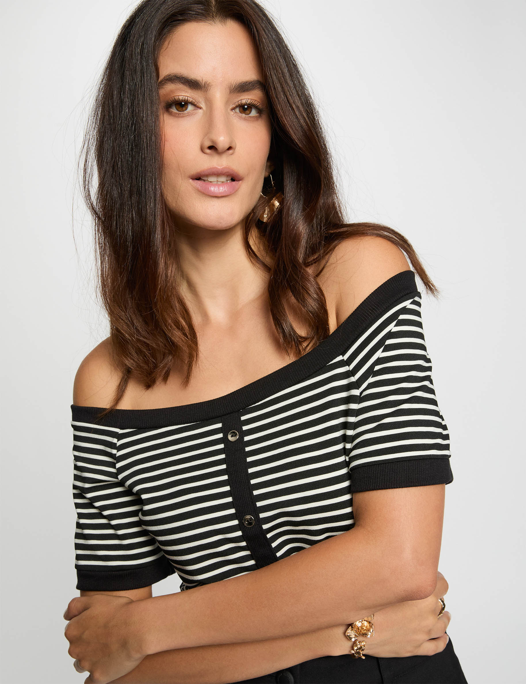 striped bardot t shirt white women Striped Bardot t-shirt white women