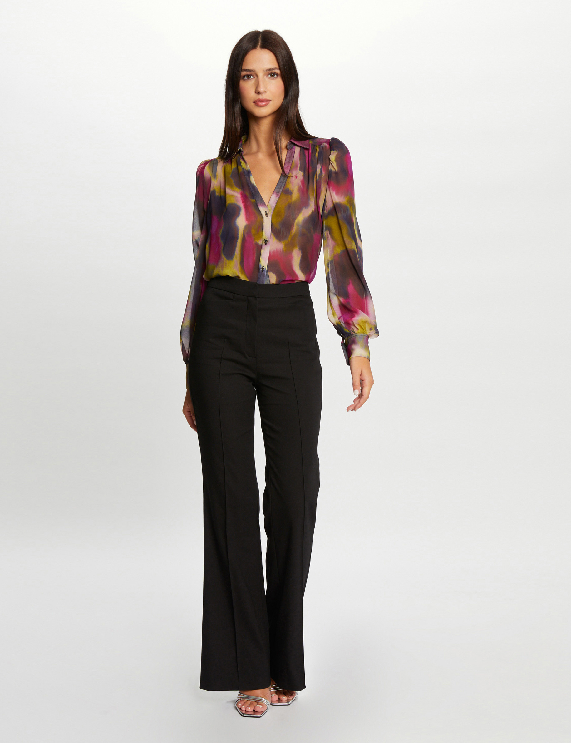Long-sleeved shirt abstract print multico ladies'