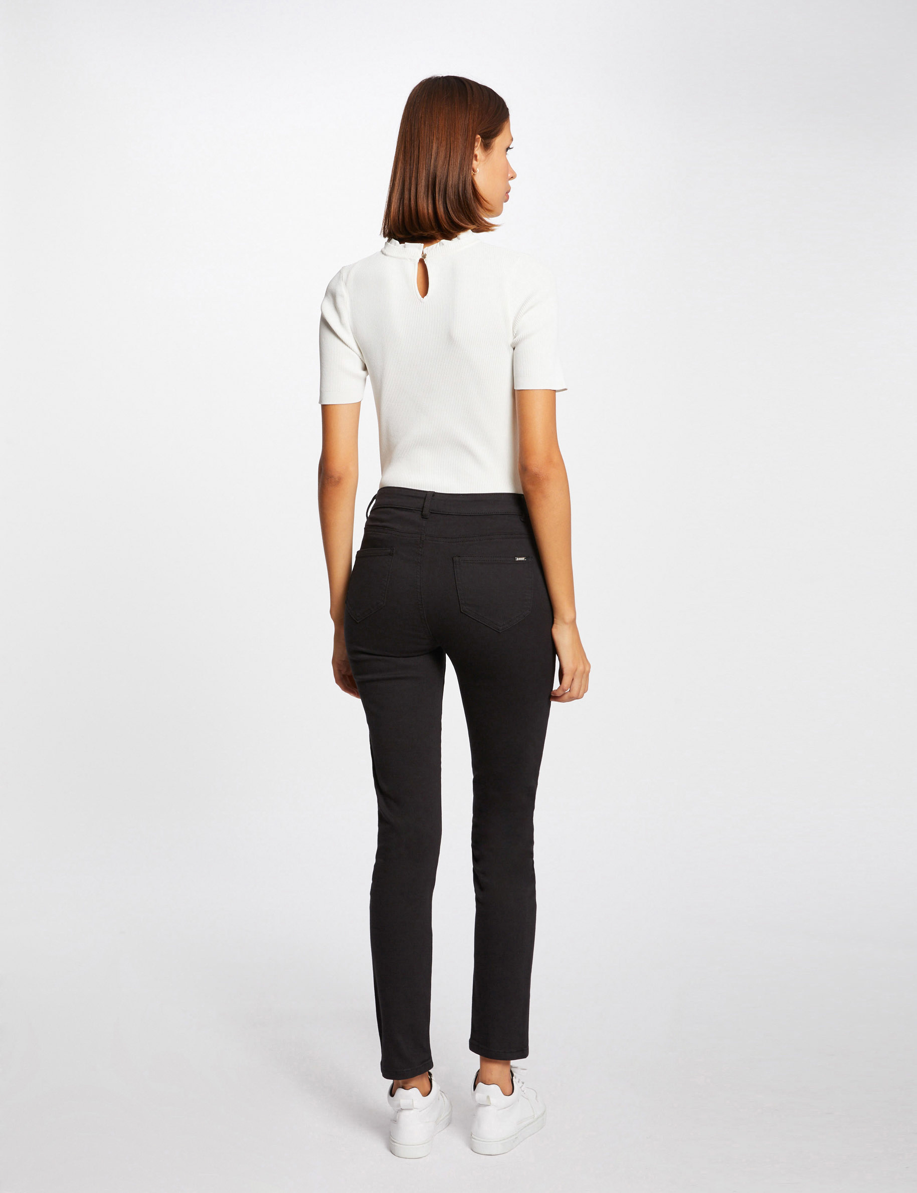 Slim standard-waisted trousers black ladies' Slim standard-waisted trousers black ladies'