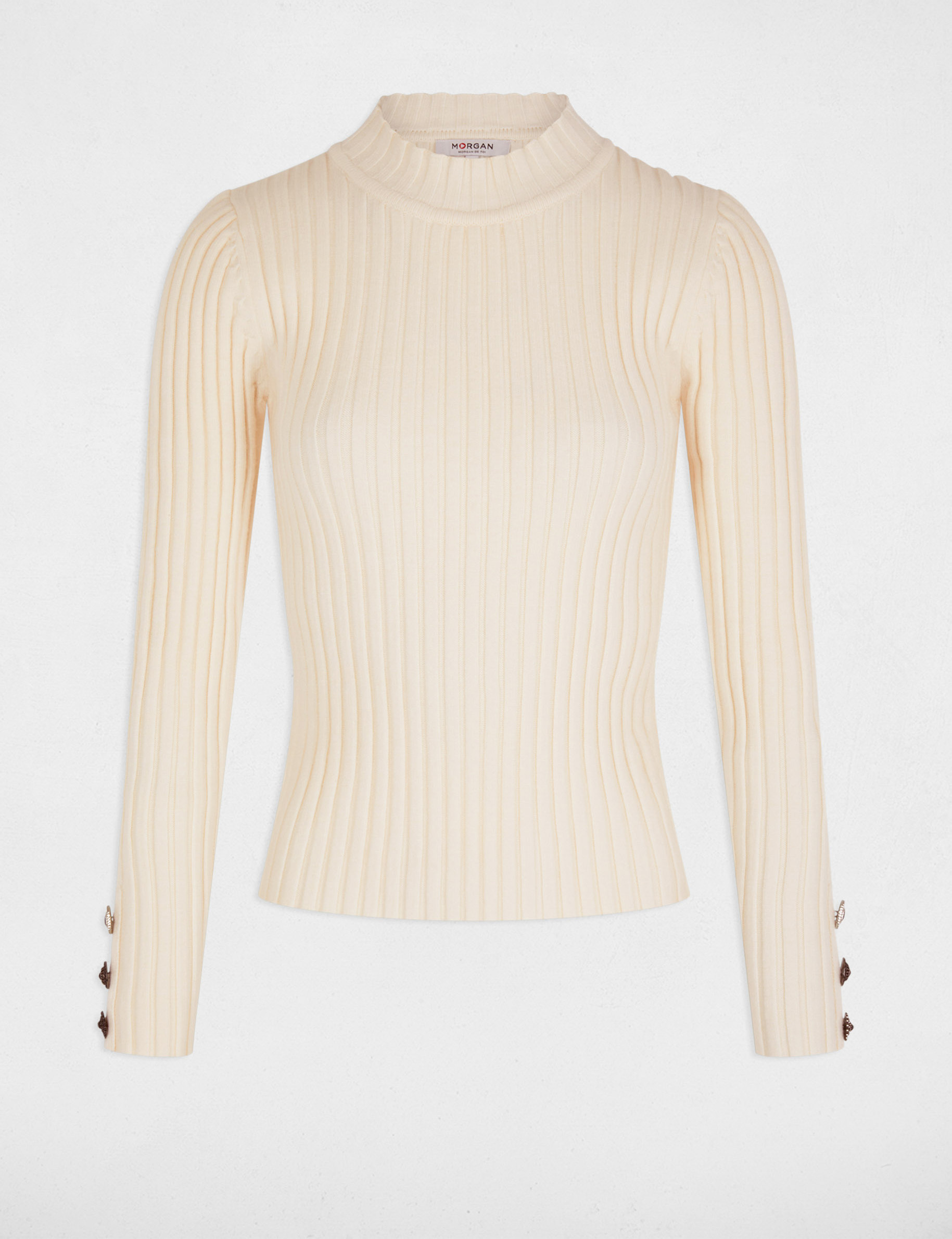 ribbed jumper high collar ivory women Ribbed jumper high collar ivory women