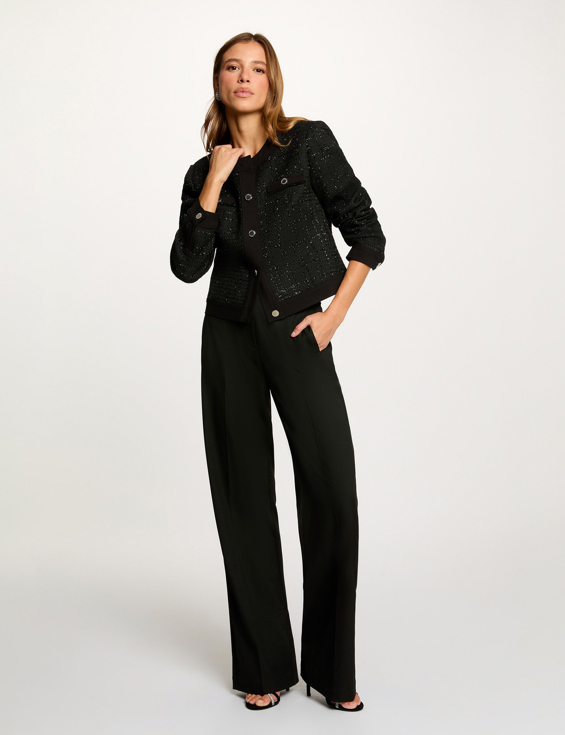 Fitted cropped jacket black women