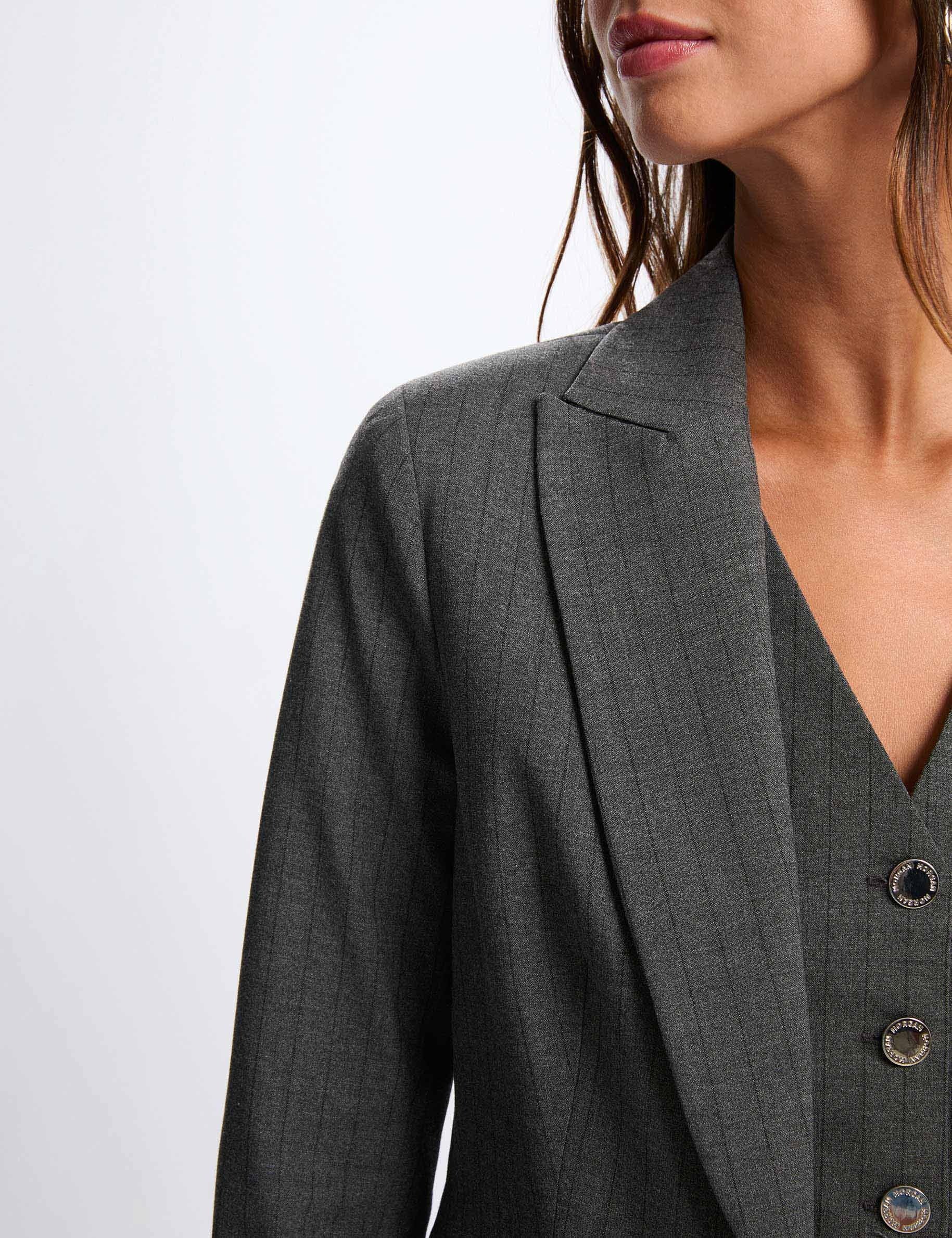fitted striped blazer mid grey women Fitted striped blazer mid-grey women