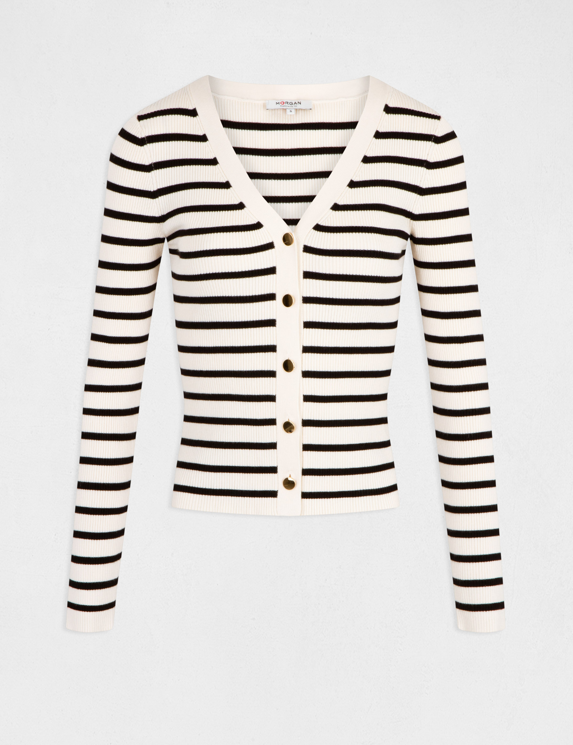 Long-sleeved cardigan with stripes ivory ladies'