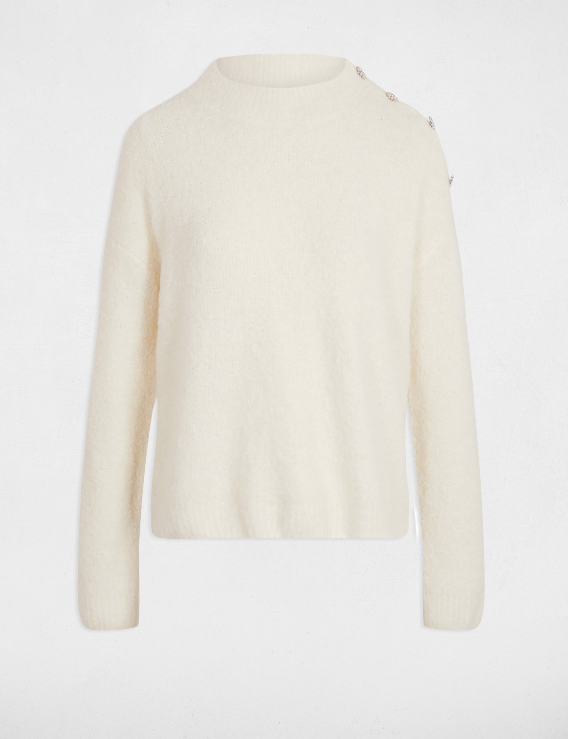 jumper high collar and buttons ivory women Jumper high collar and buttons ivory women