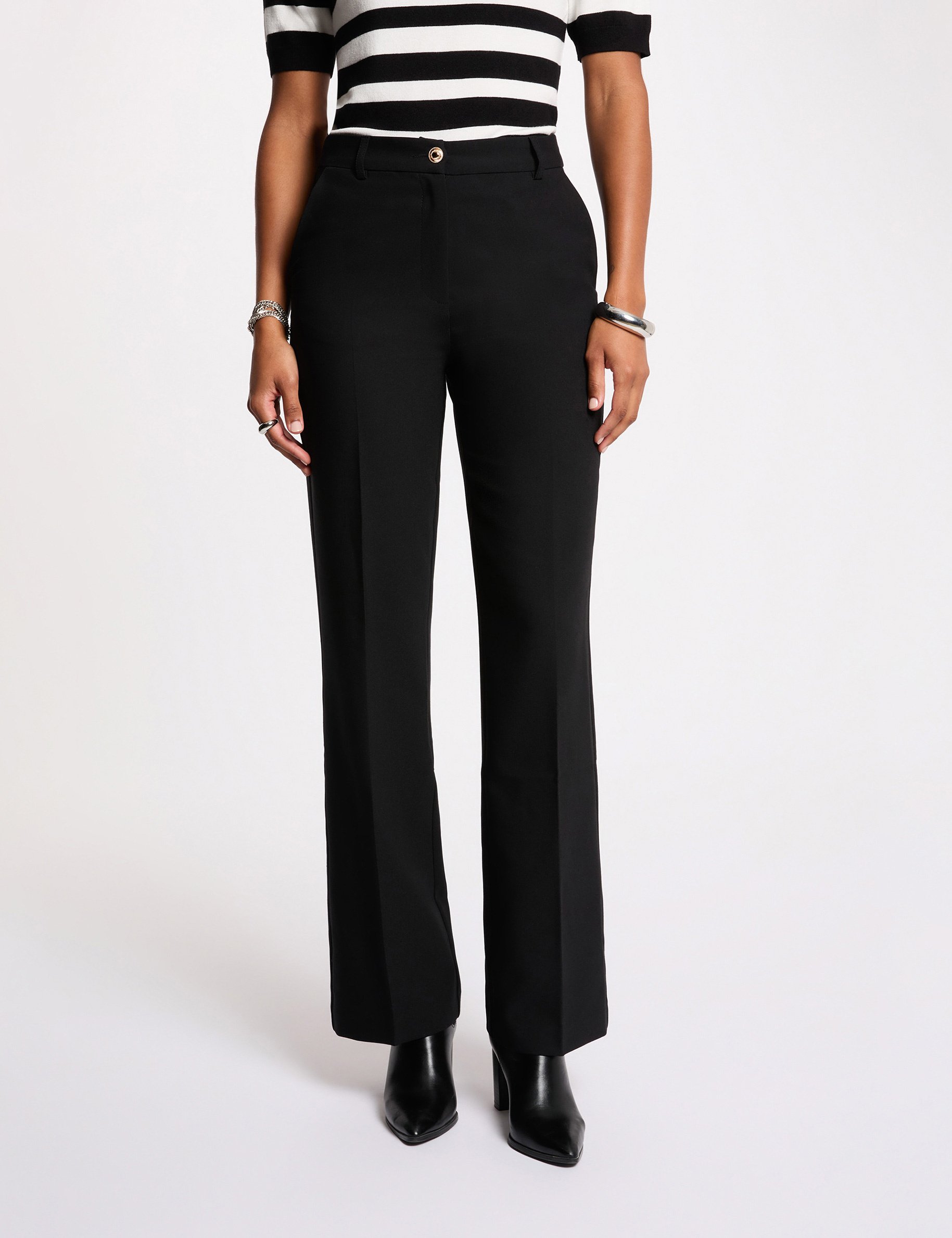 Straight trousers with zip fastening black women