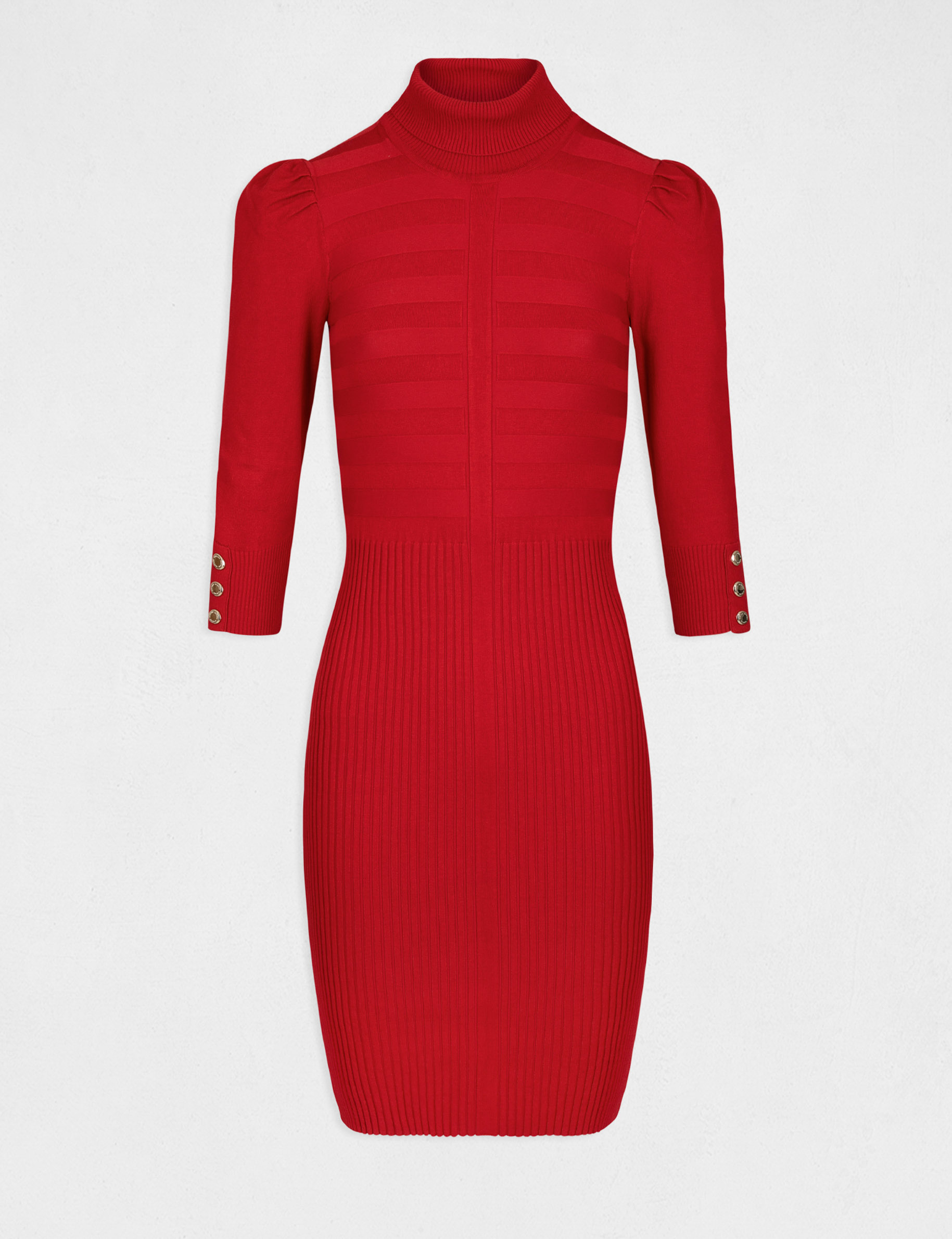 Fitted jumper dress with turtleneck red ladies'