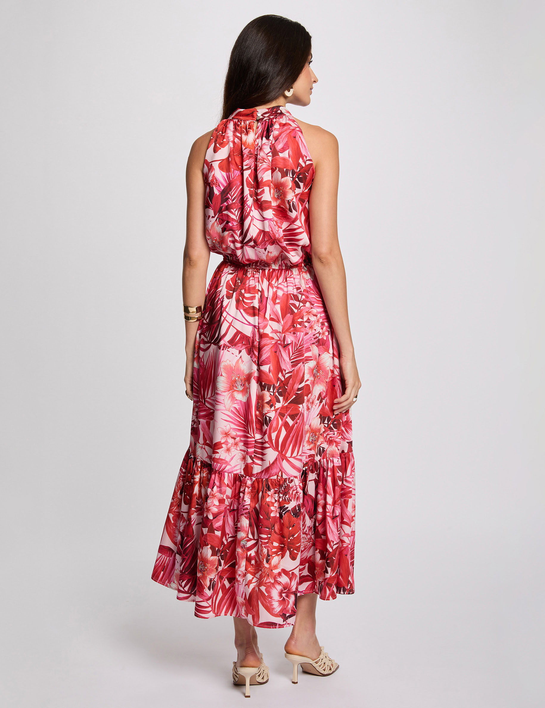 satin dress with high neck multicolor women Satin dress with high neck multicolor women