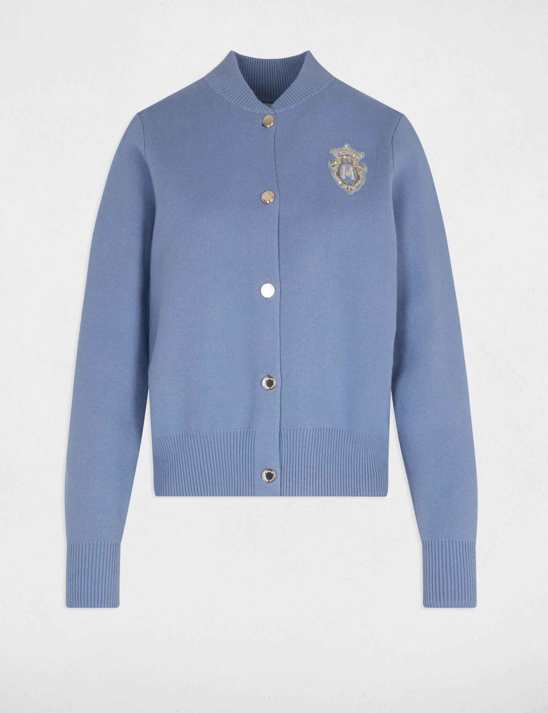 Pull col teddy bleu femme