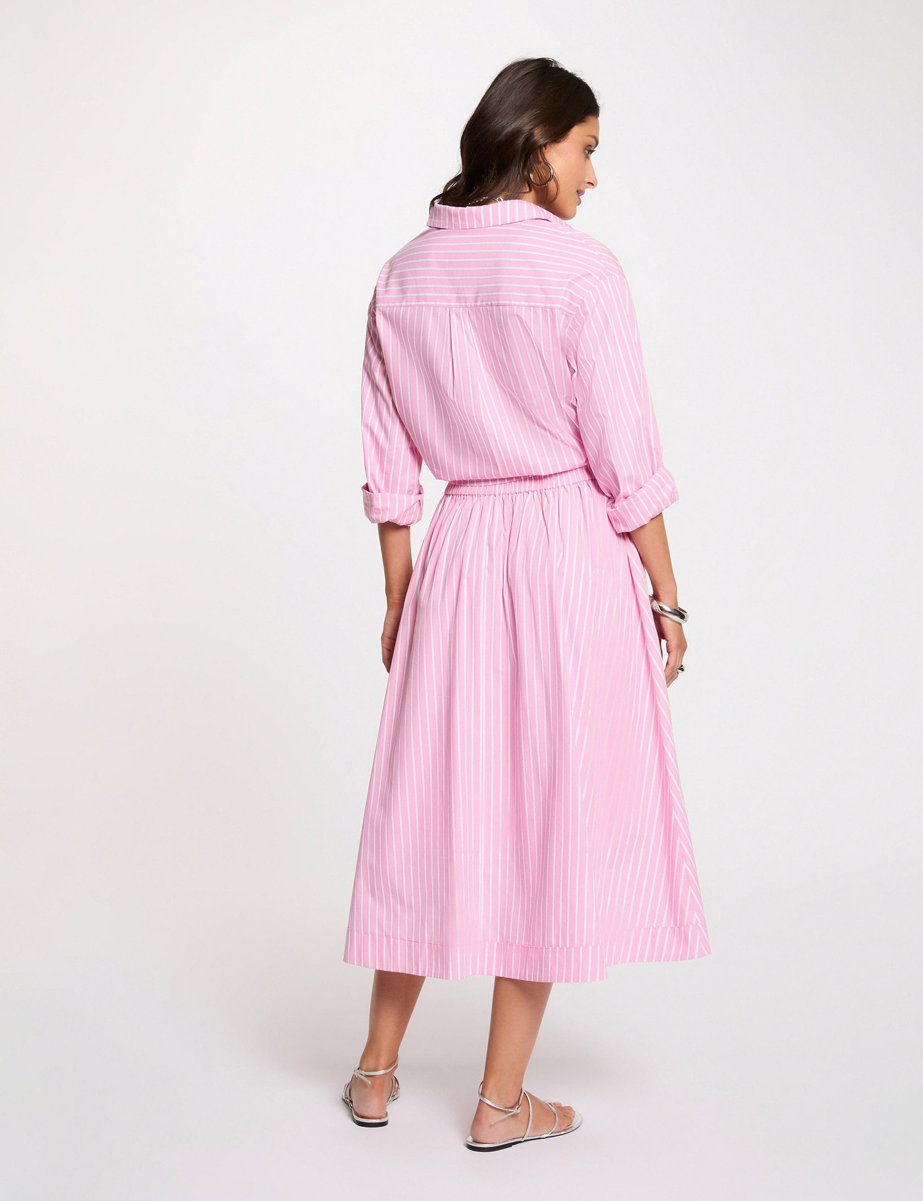 Flared long skirt pink women