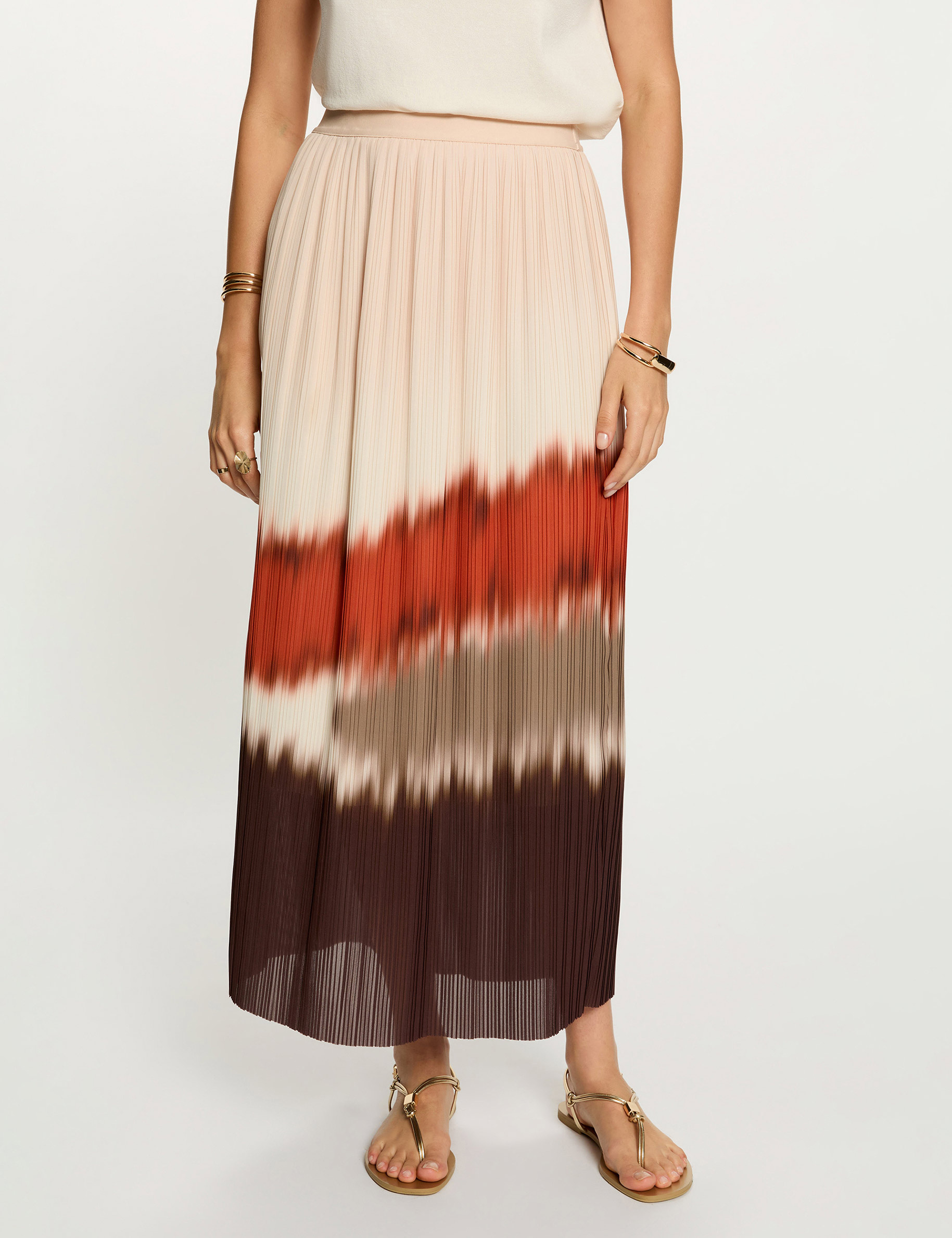 Pleated long skirt multicolor women