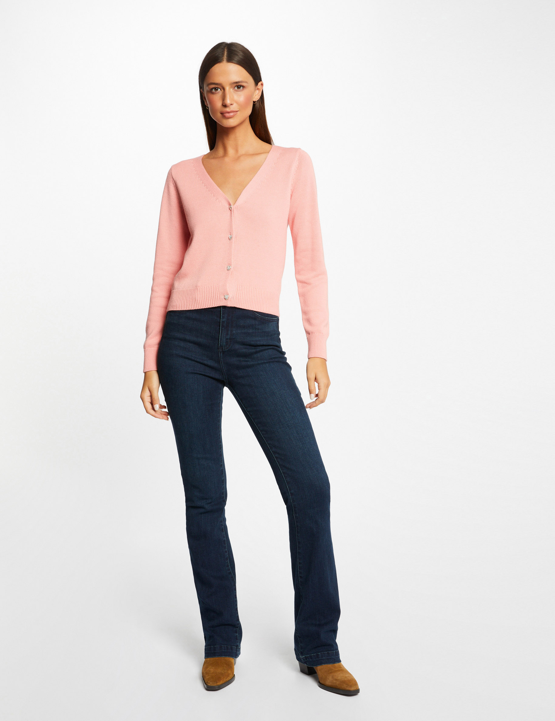 Cardigan rose pale cheap femme