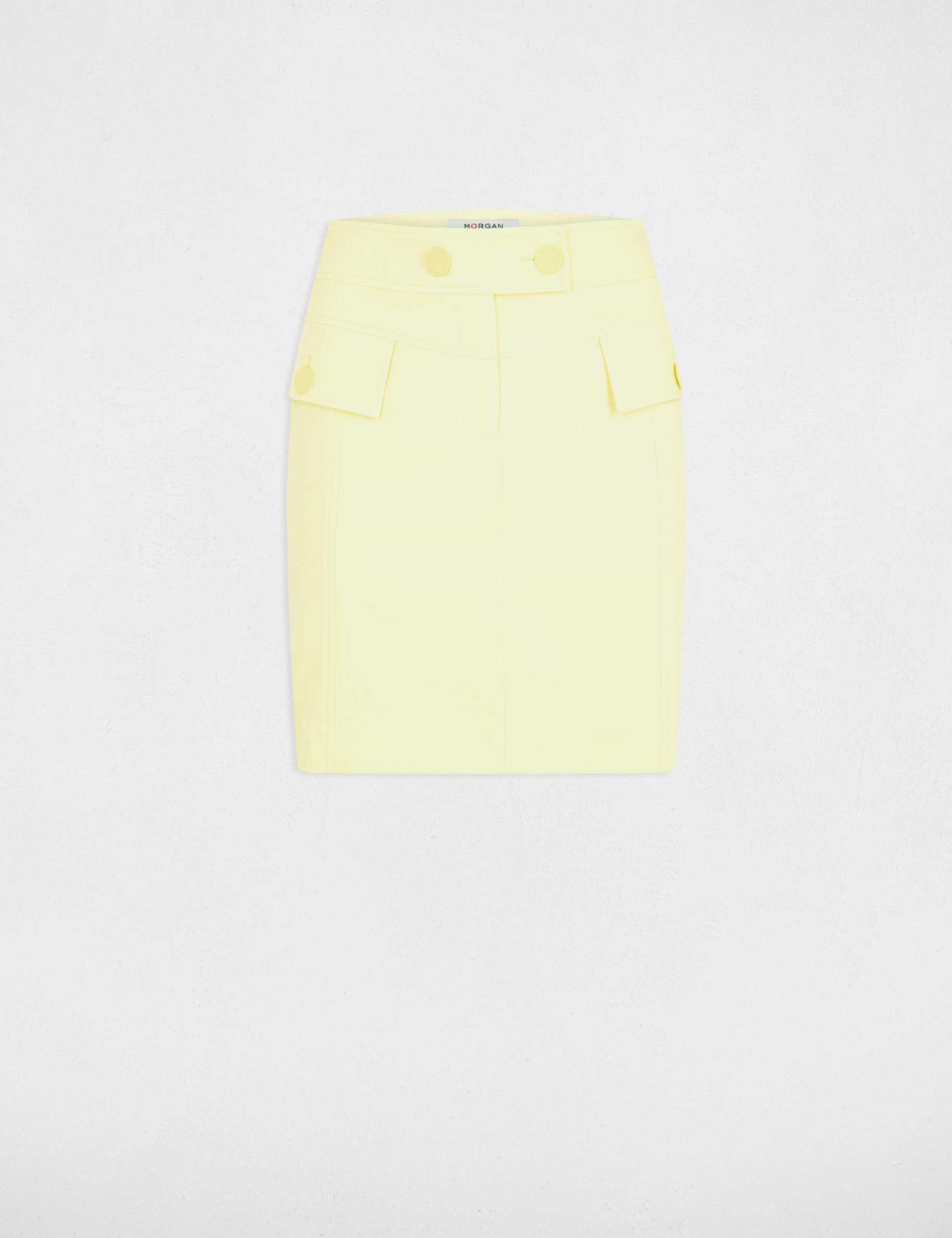 Mini straight skirt light yellow ladies'