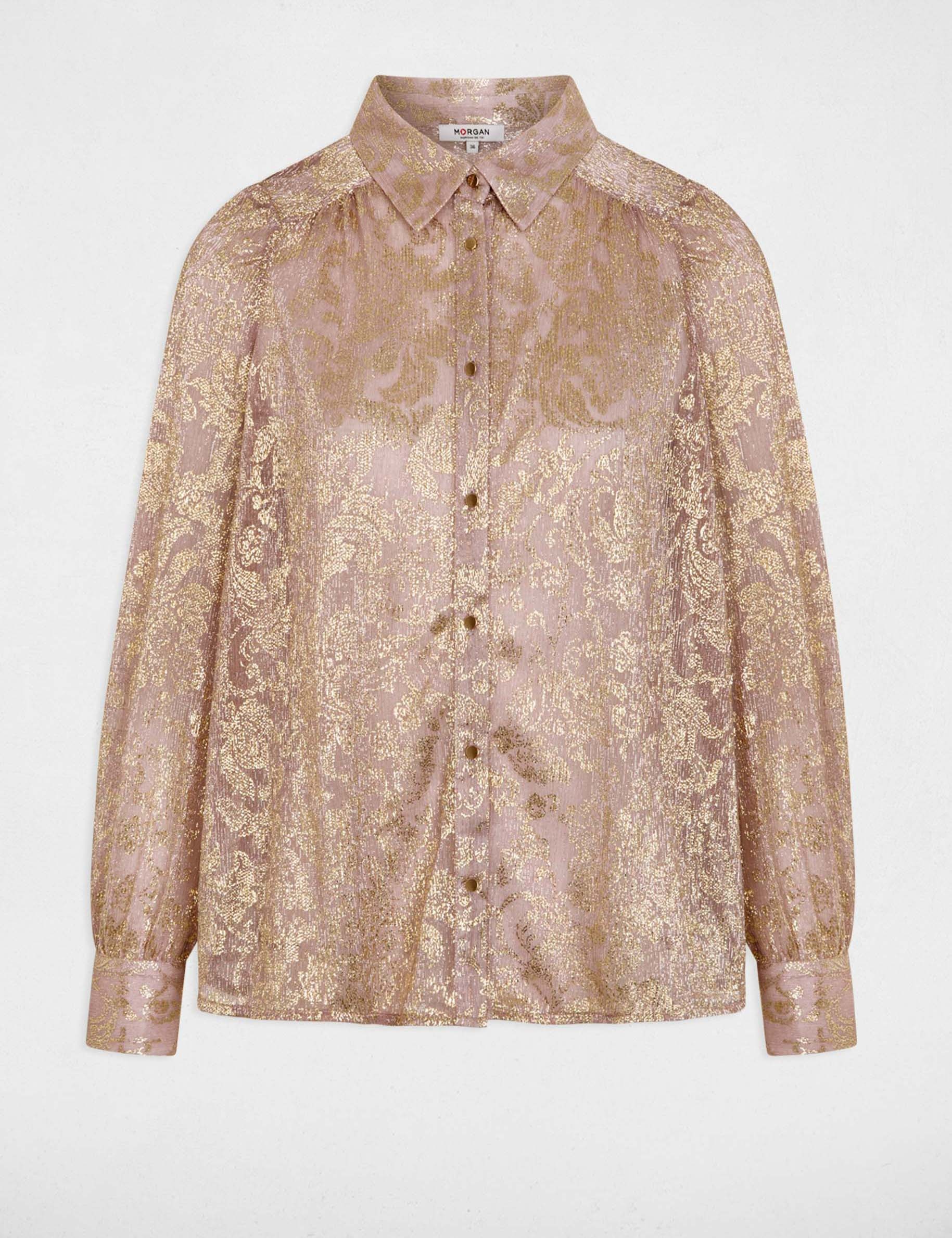 Shirt with a notched collar gold yellow women