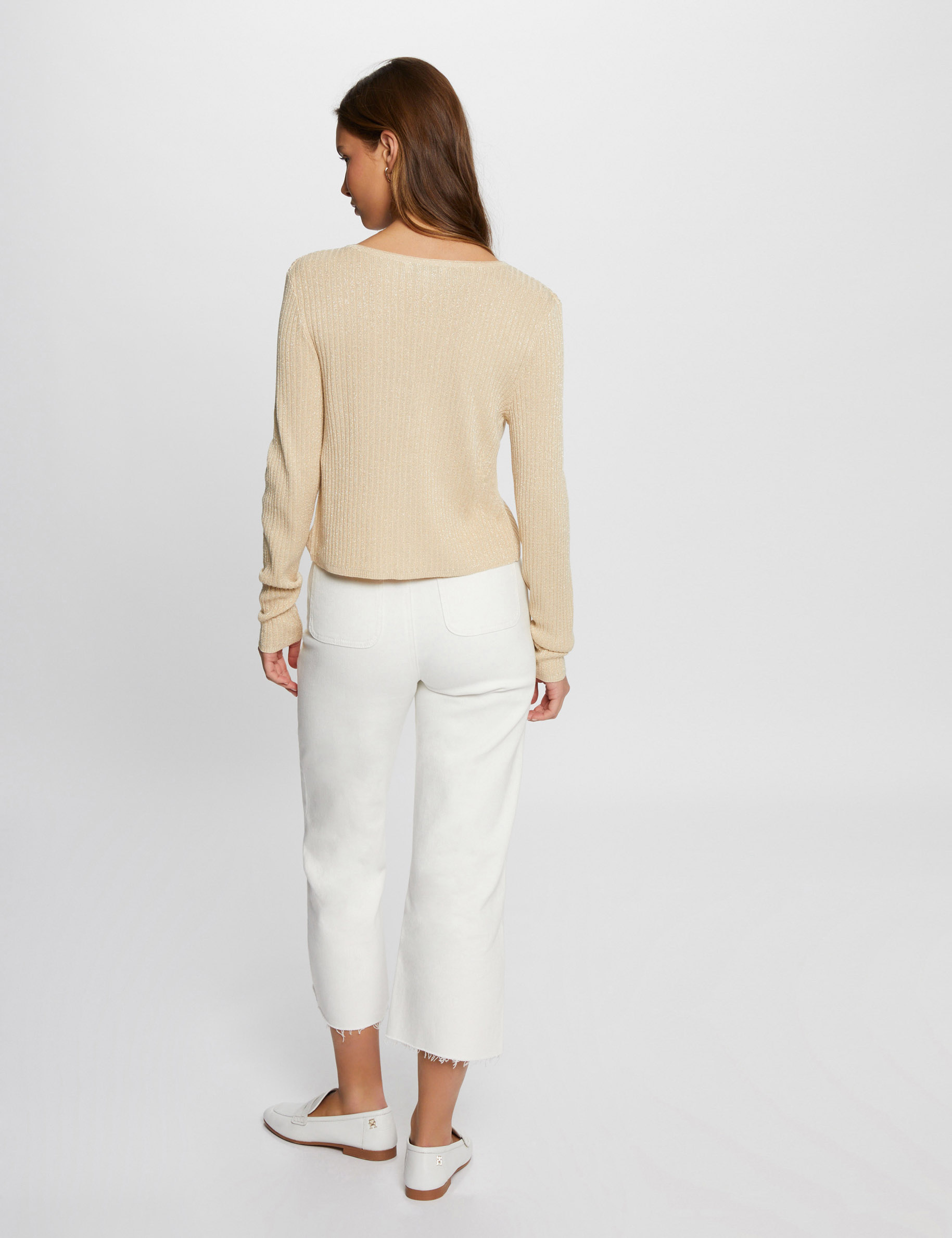 long sleeved cardigan v neck gold yellow women Long-sleeved cardigan V-neck gold yellow women