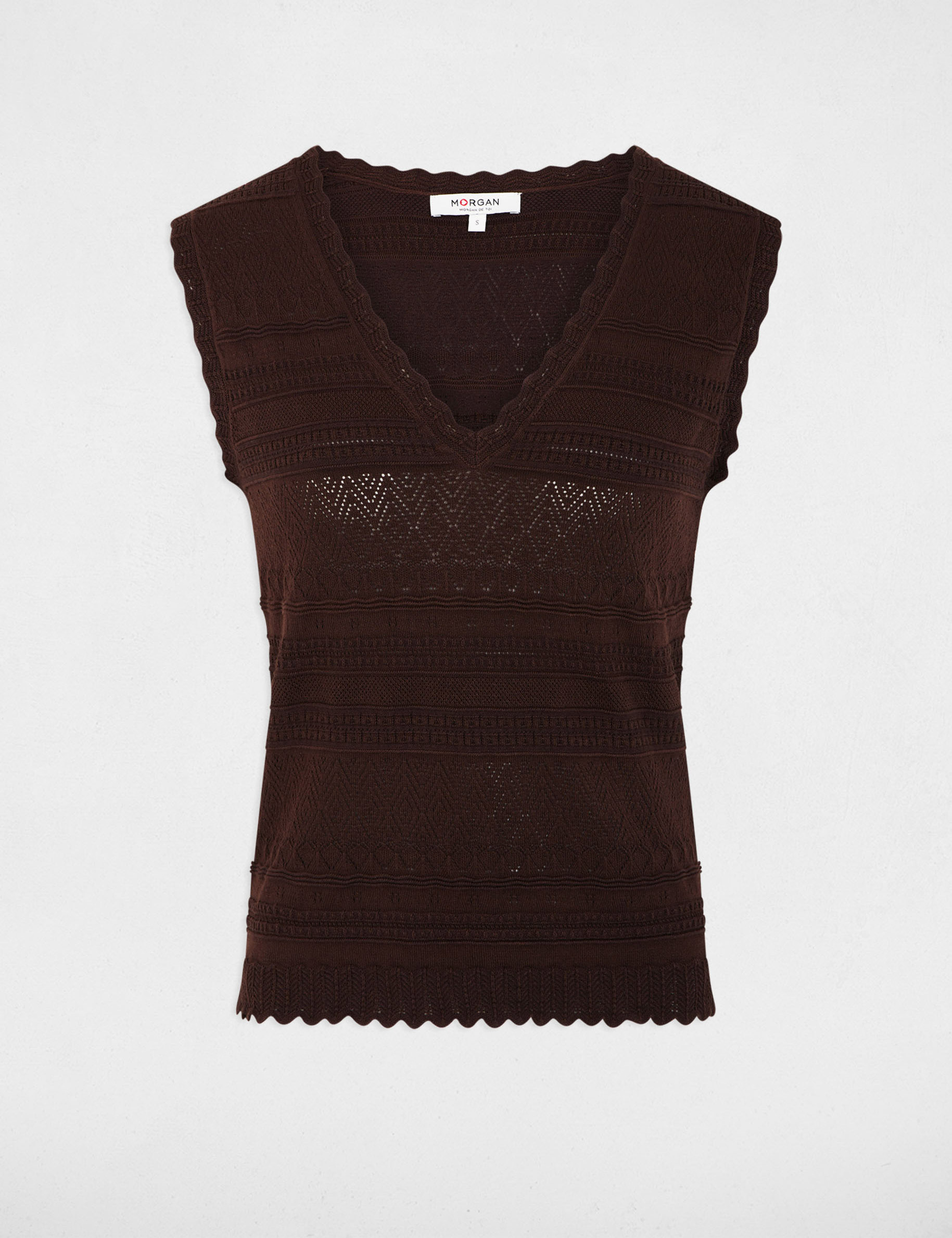 Fitted V-neck sweater dark brown women
