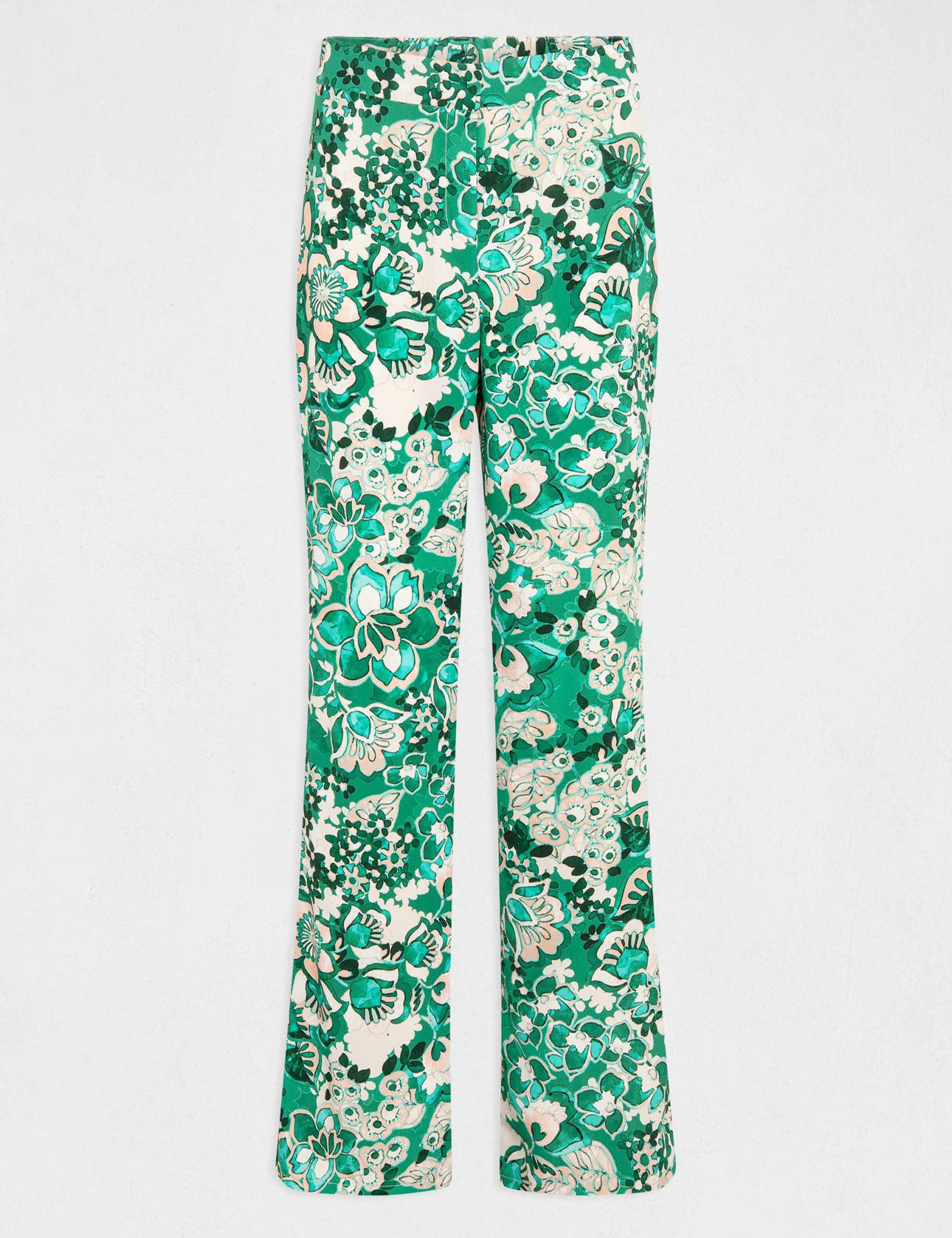 Loose straight trousers vegetal print multico ladies' | Morgan