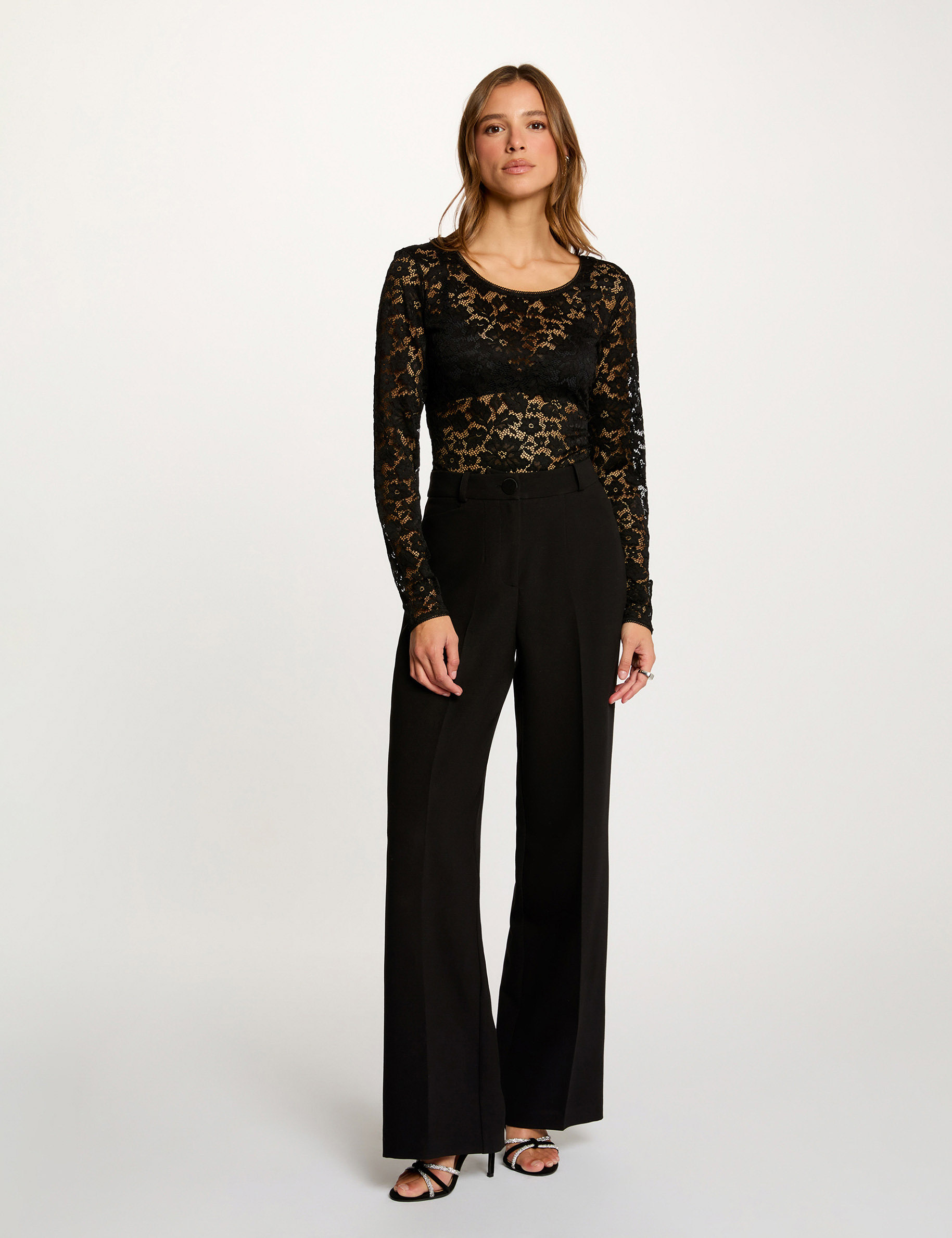 lace bodysuit with neckline black women Lace bodysuit with neckline black women