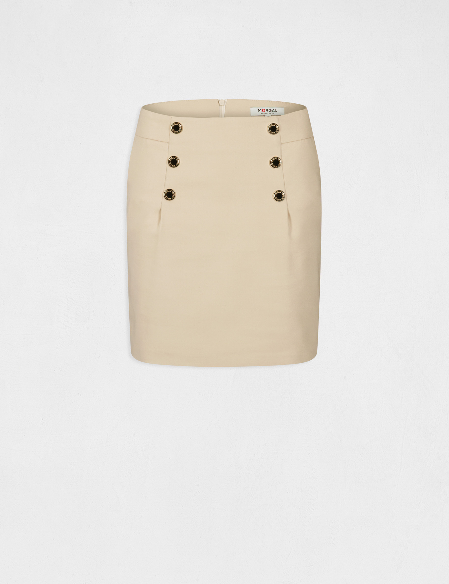 High-waisted straight skirt with buttons beige ladies' High-waisted straight skirt with buttons beige ladies'