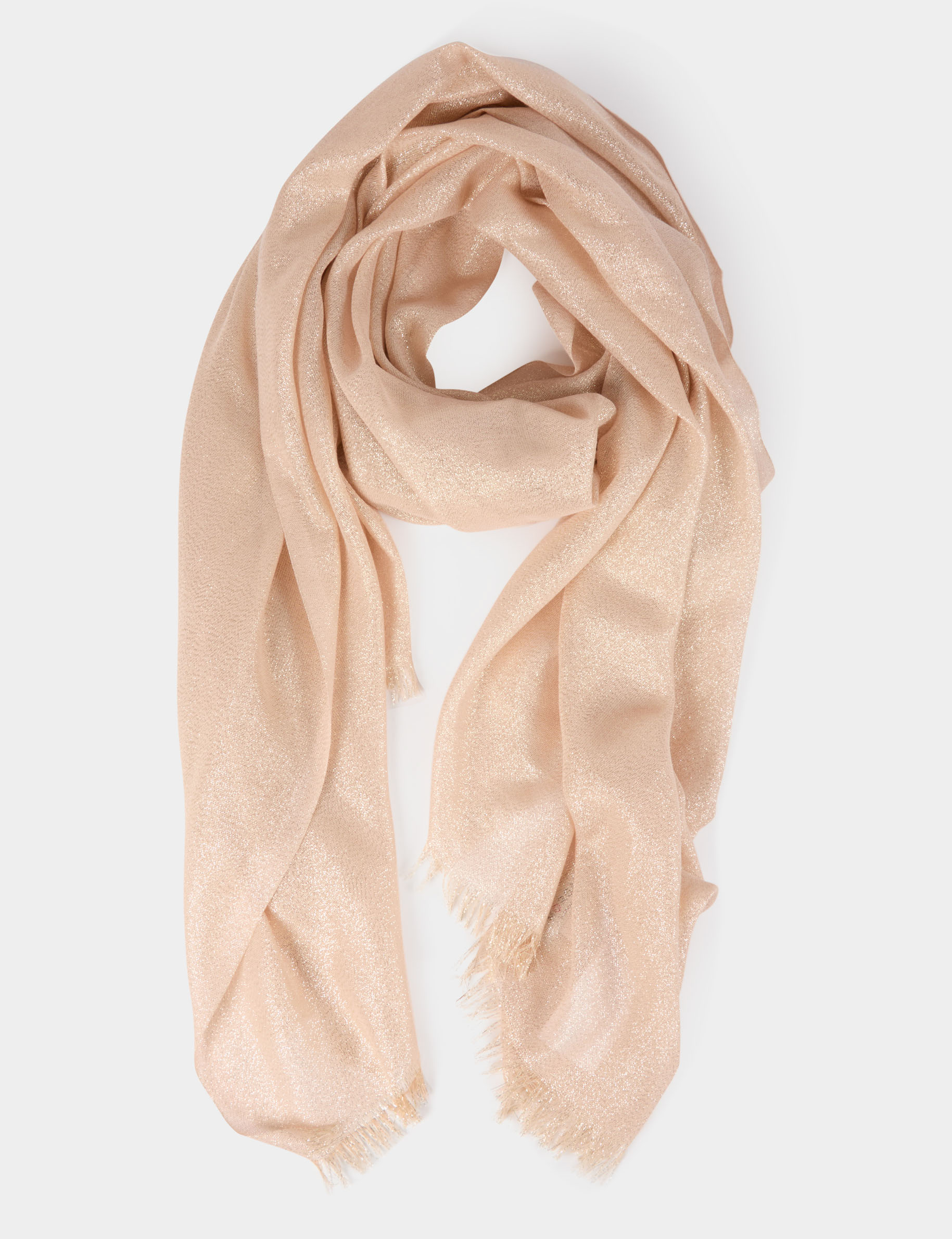 scarf metallised threads beige women Scarf metallised threads beige women