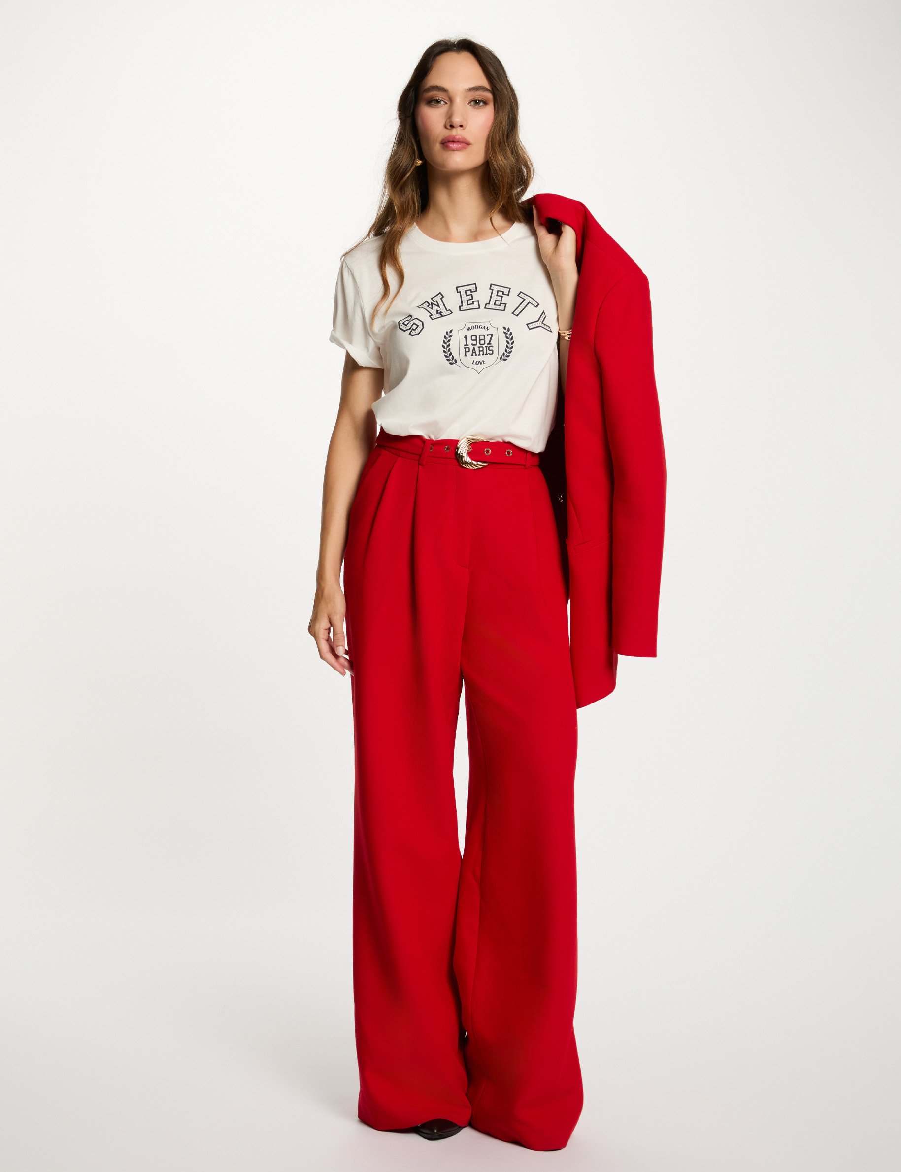 Cropped printed t-shirt white women