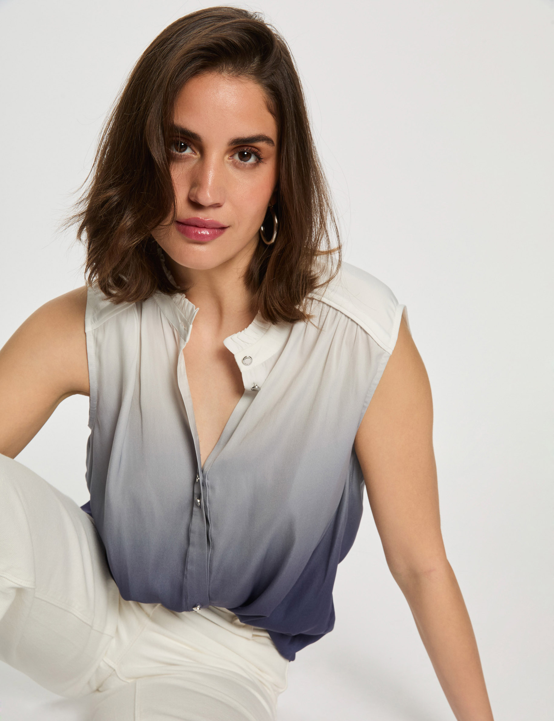 chemise sans manches multicolore femme Chemise sans manches multicolore femme
