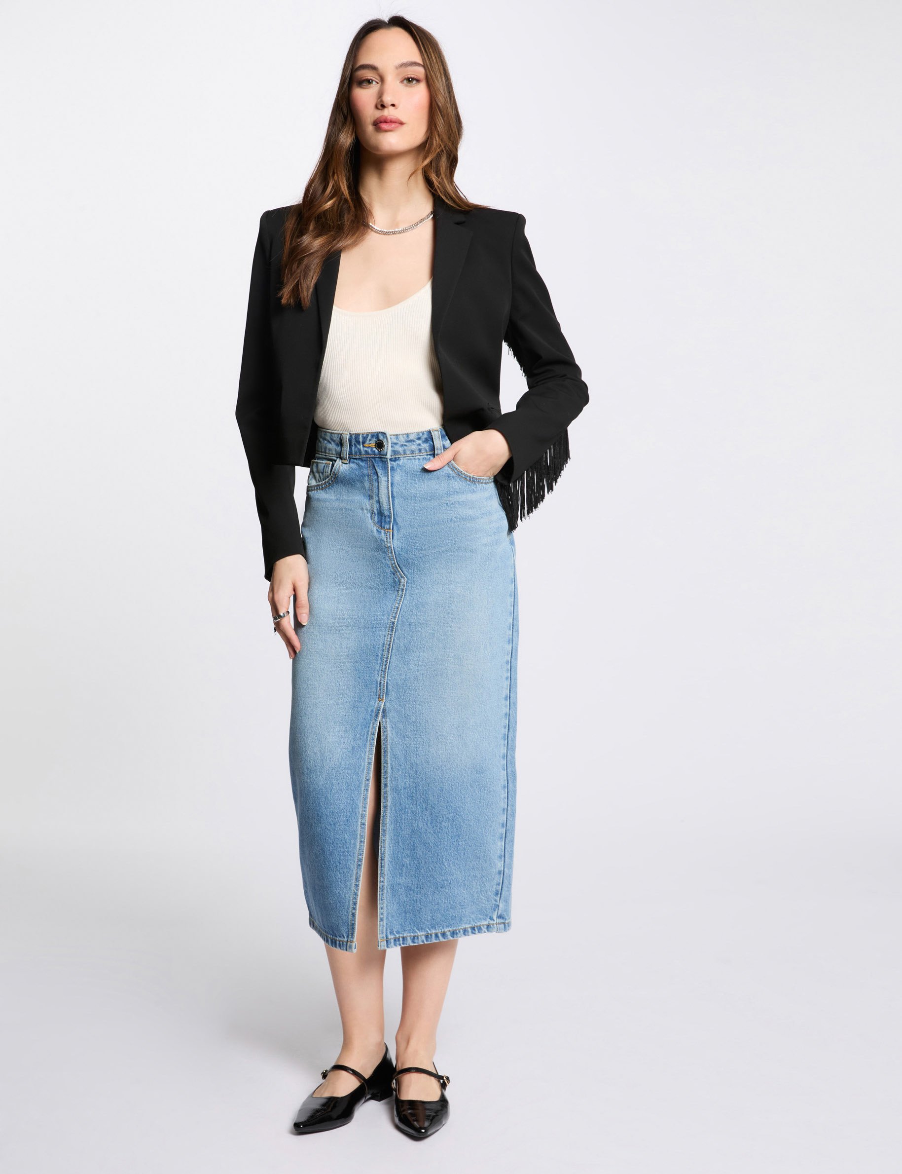 Blazer with fringes black women