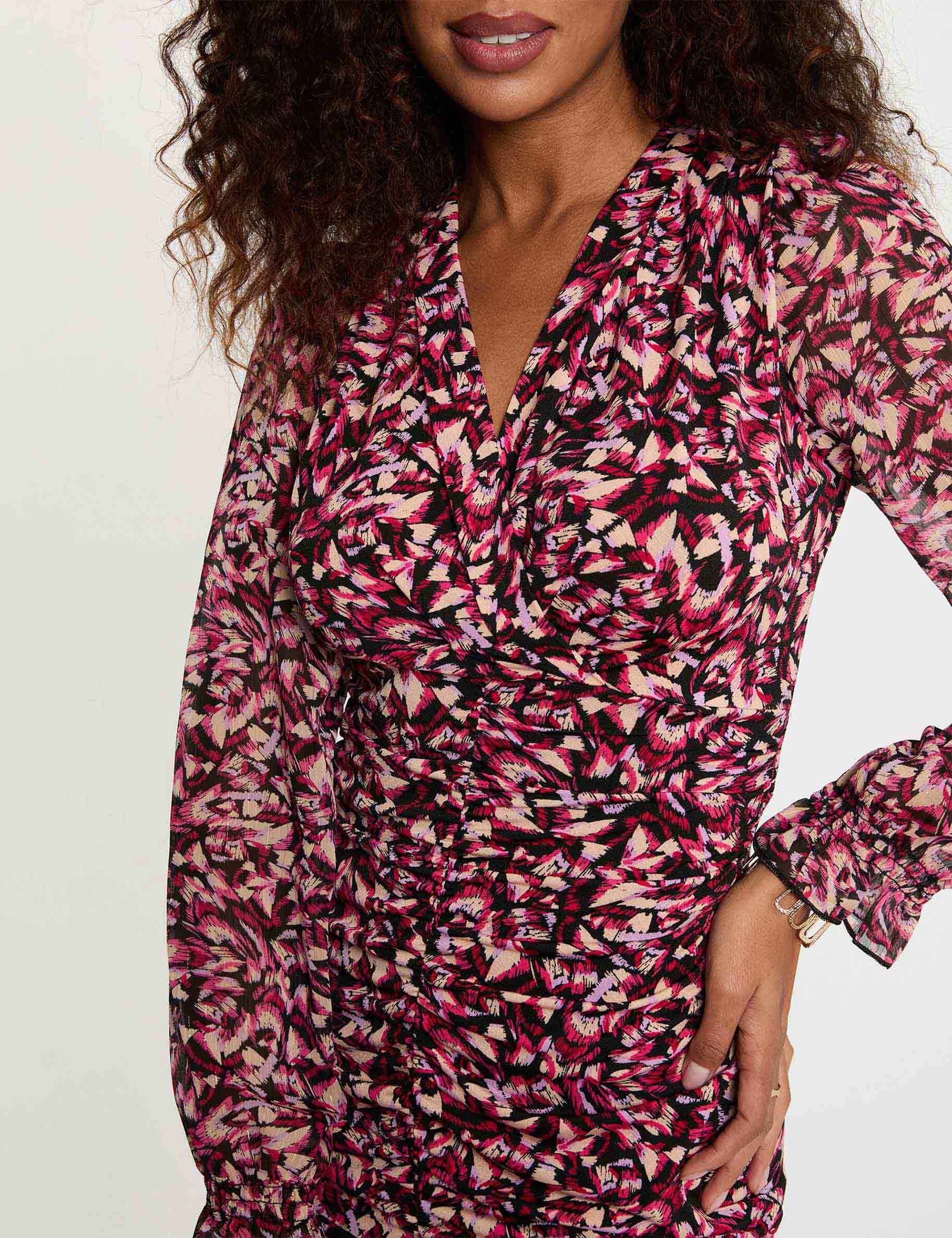 Wrap dress with 3/4 sleeves multicolor women