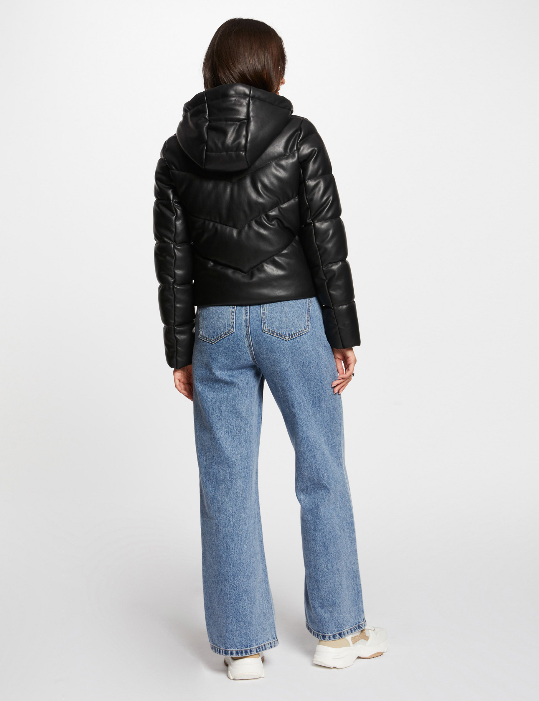 Padded faux leather jacket shop