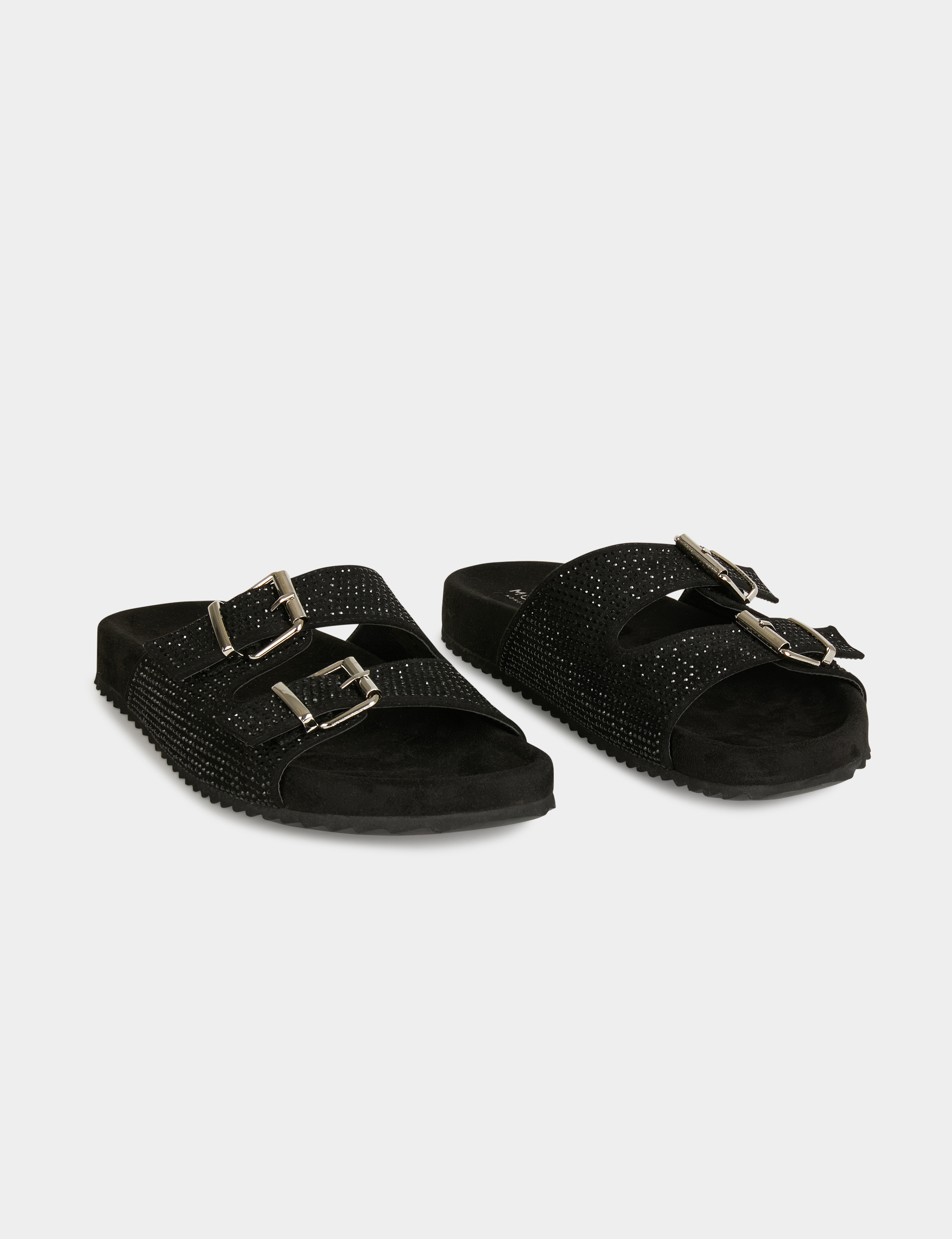 Mules with rhinestones and buckles black ladies' Mules with rhinestones and buckles black ladies'