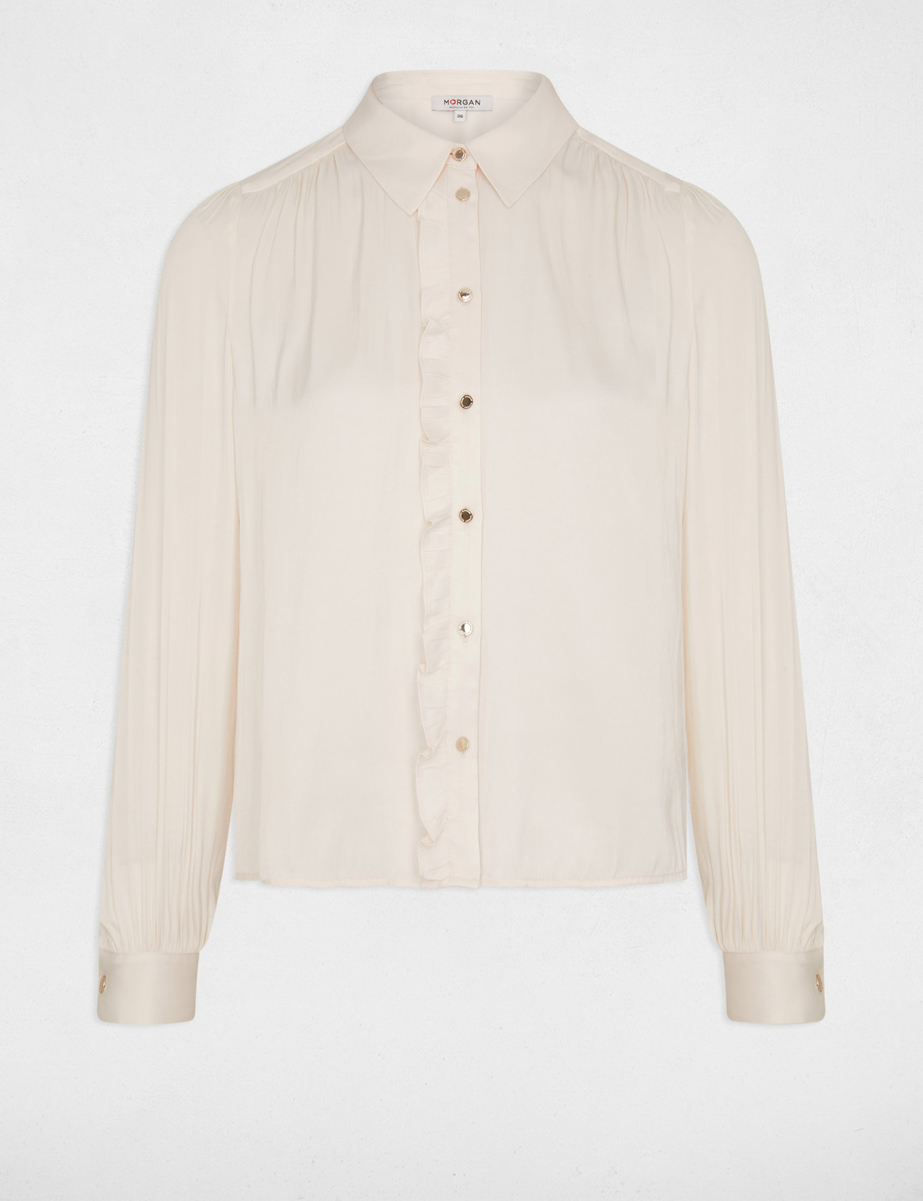 Shirt with ruffles details ivory ladies'