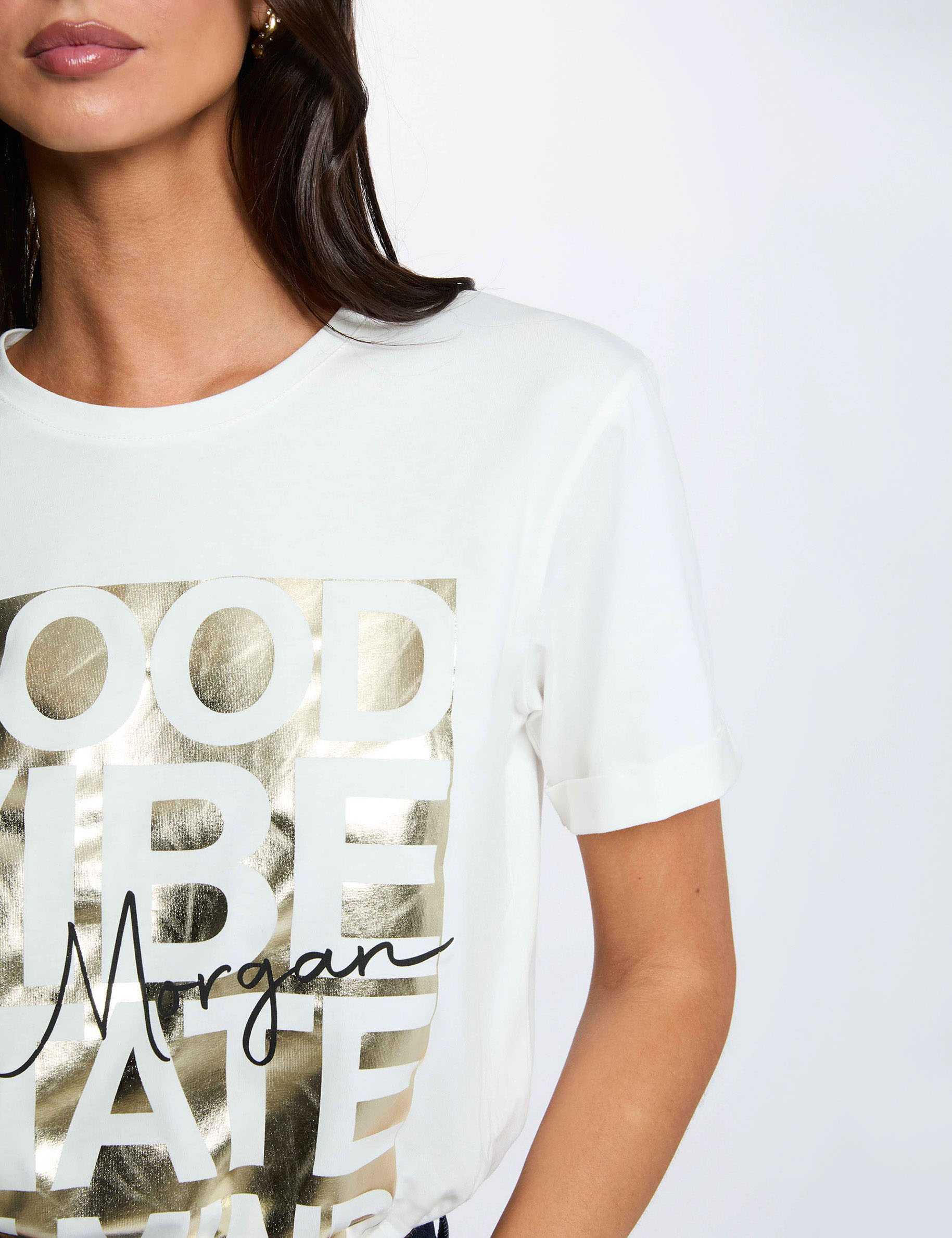 Round neck t-shirt white women