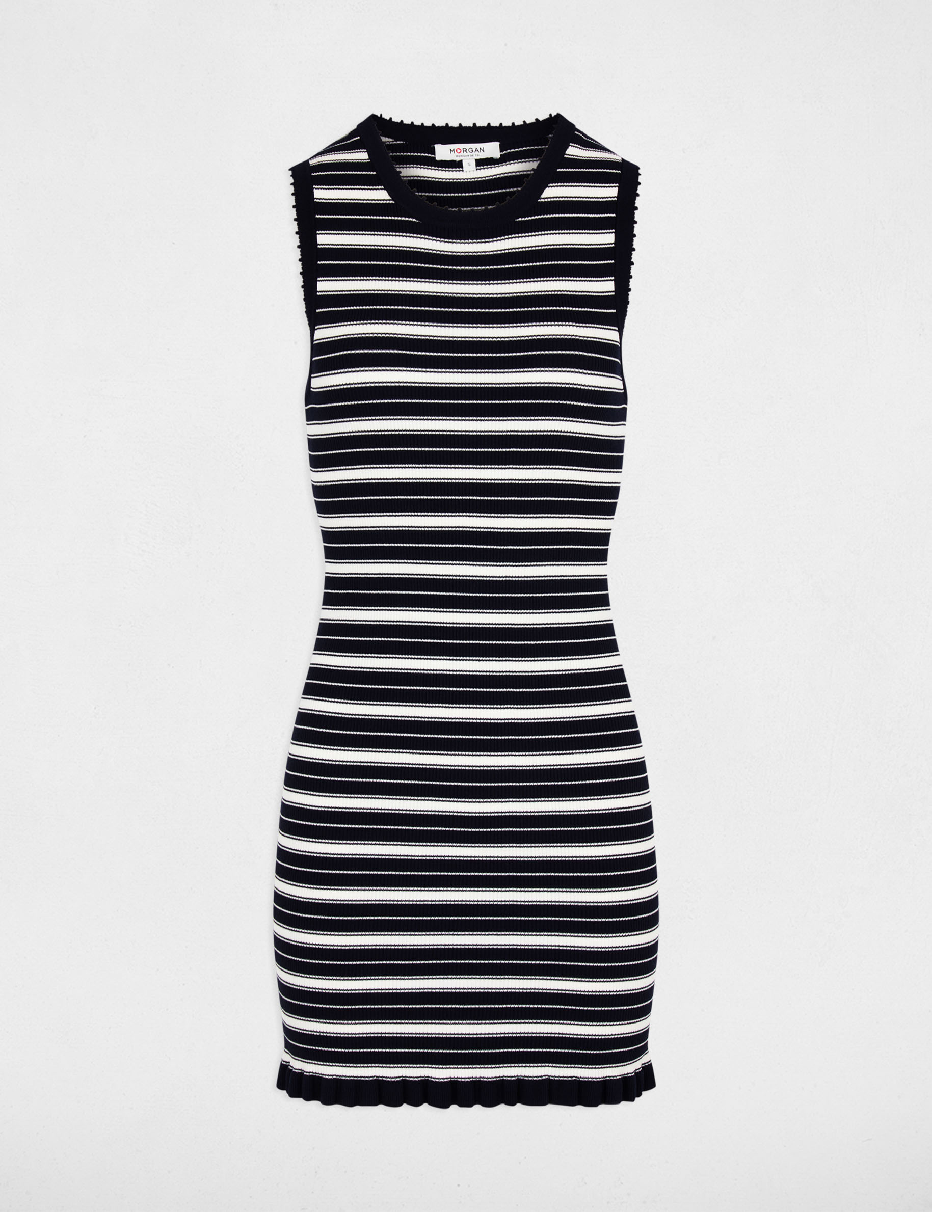 Sleeveless knitted dress navy blue women