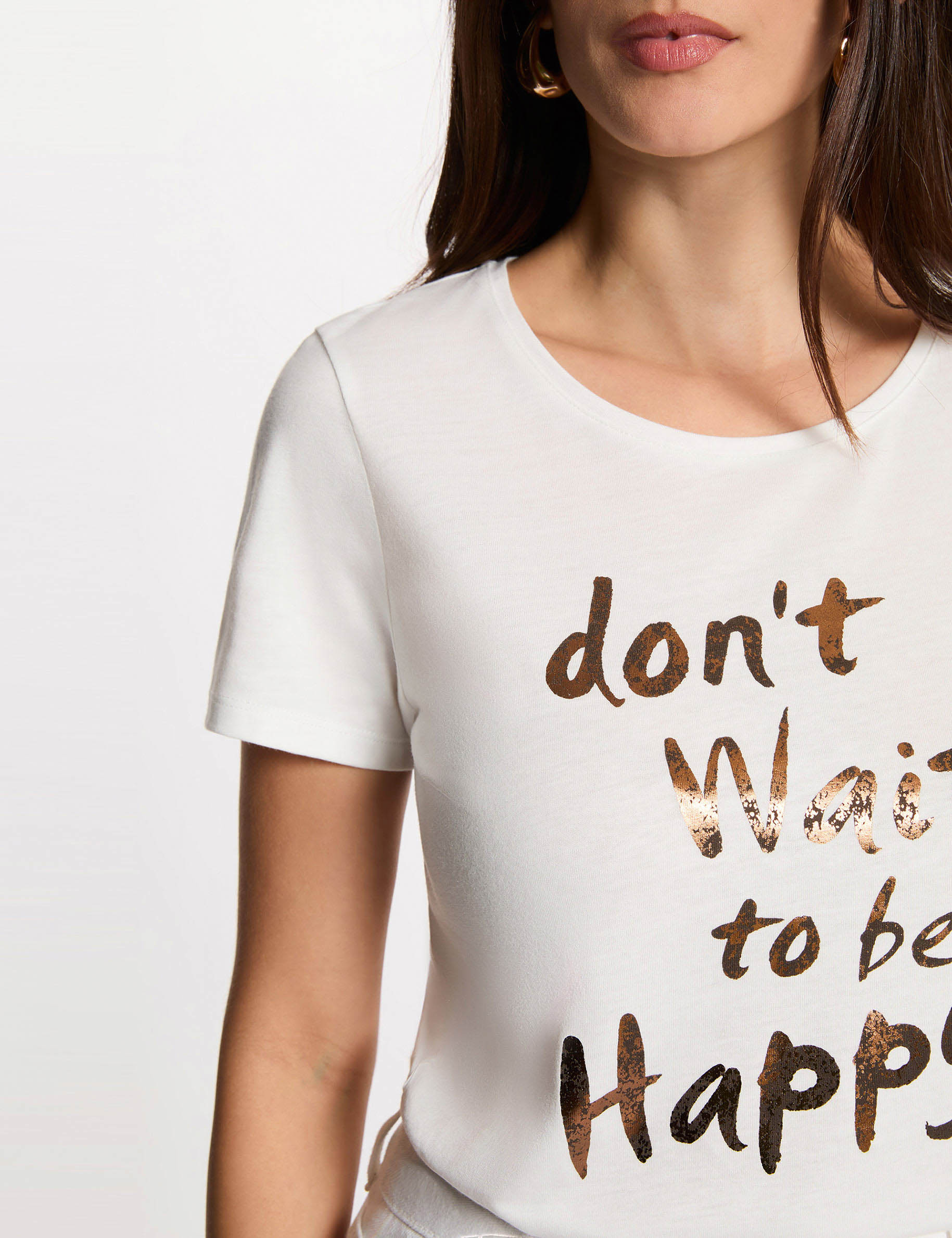 Round neck short-sleeve t-shirt white women