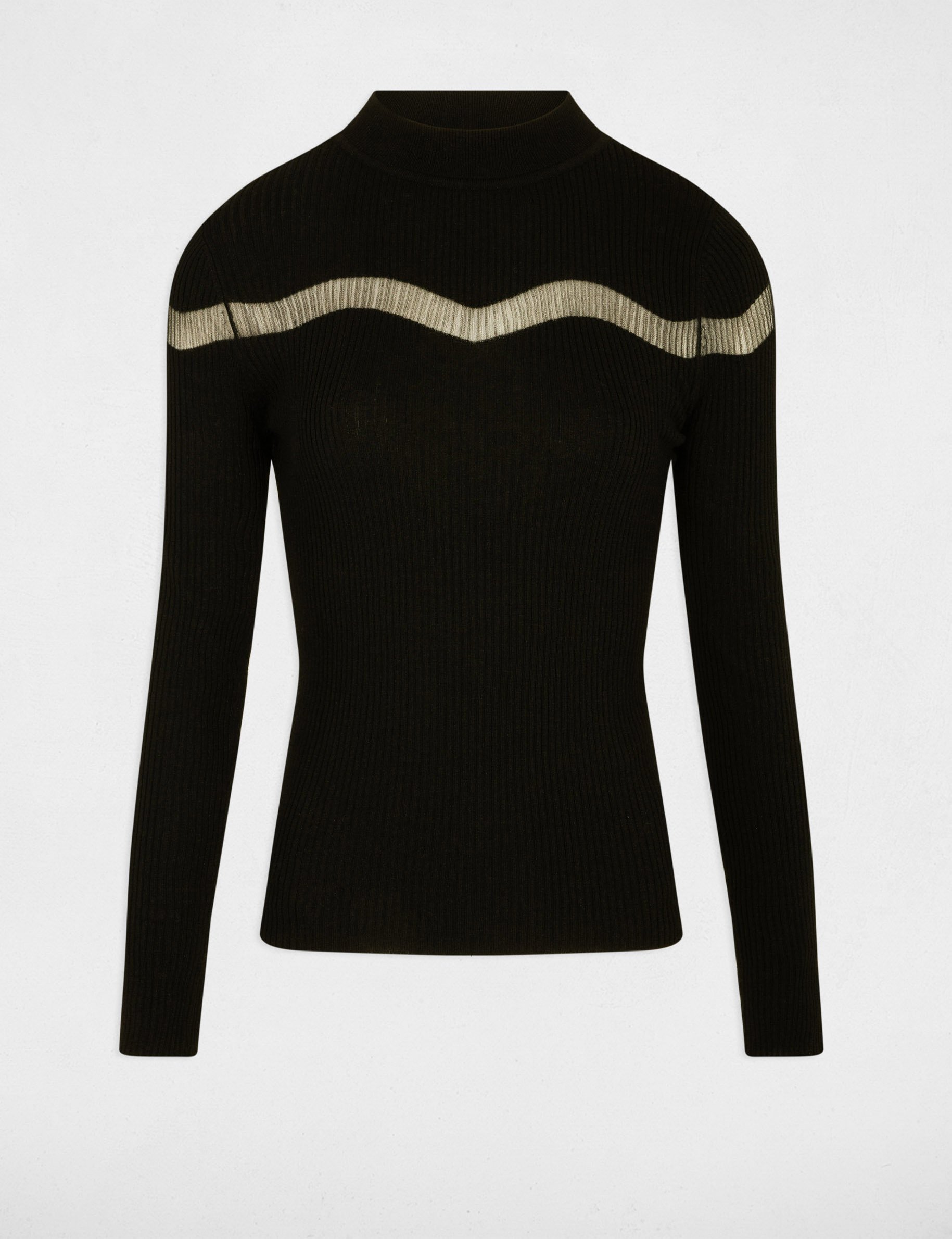 Fitted sweater with round neck black women