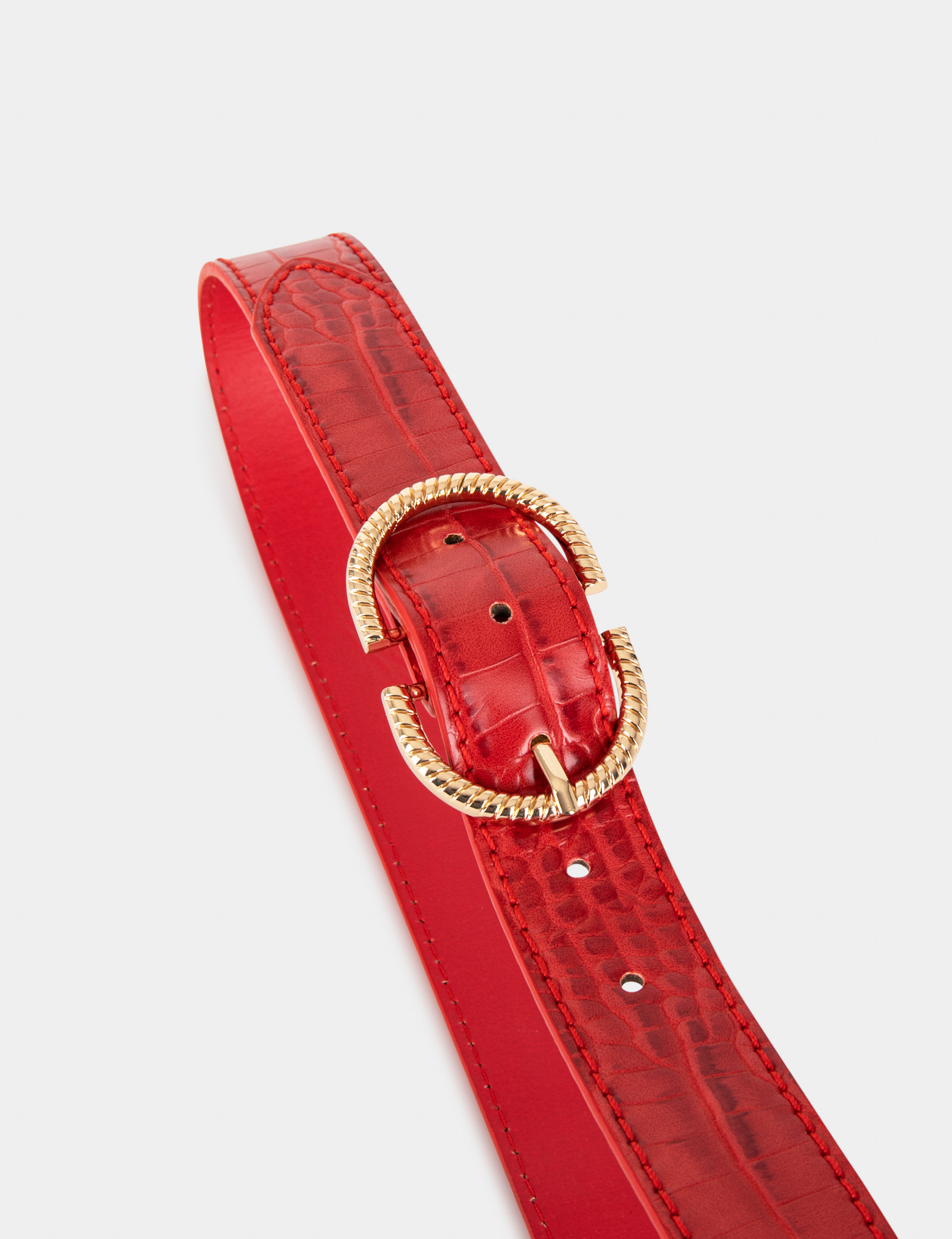 Belt with croc effect red ladies'