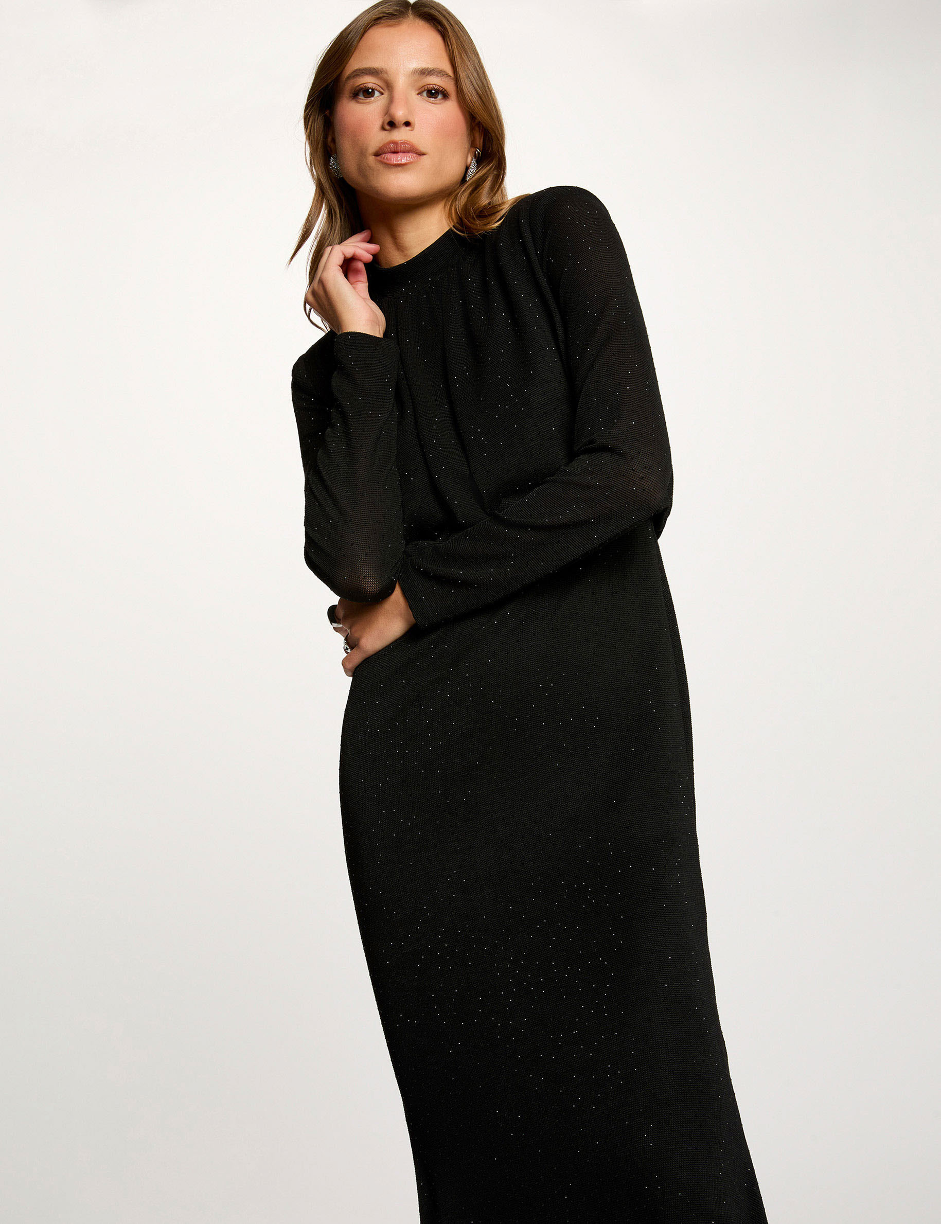 shiny knit dress black women Shiny knit dress black women