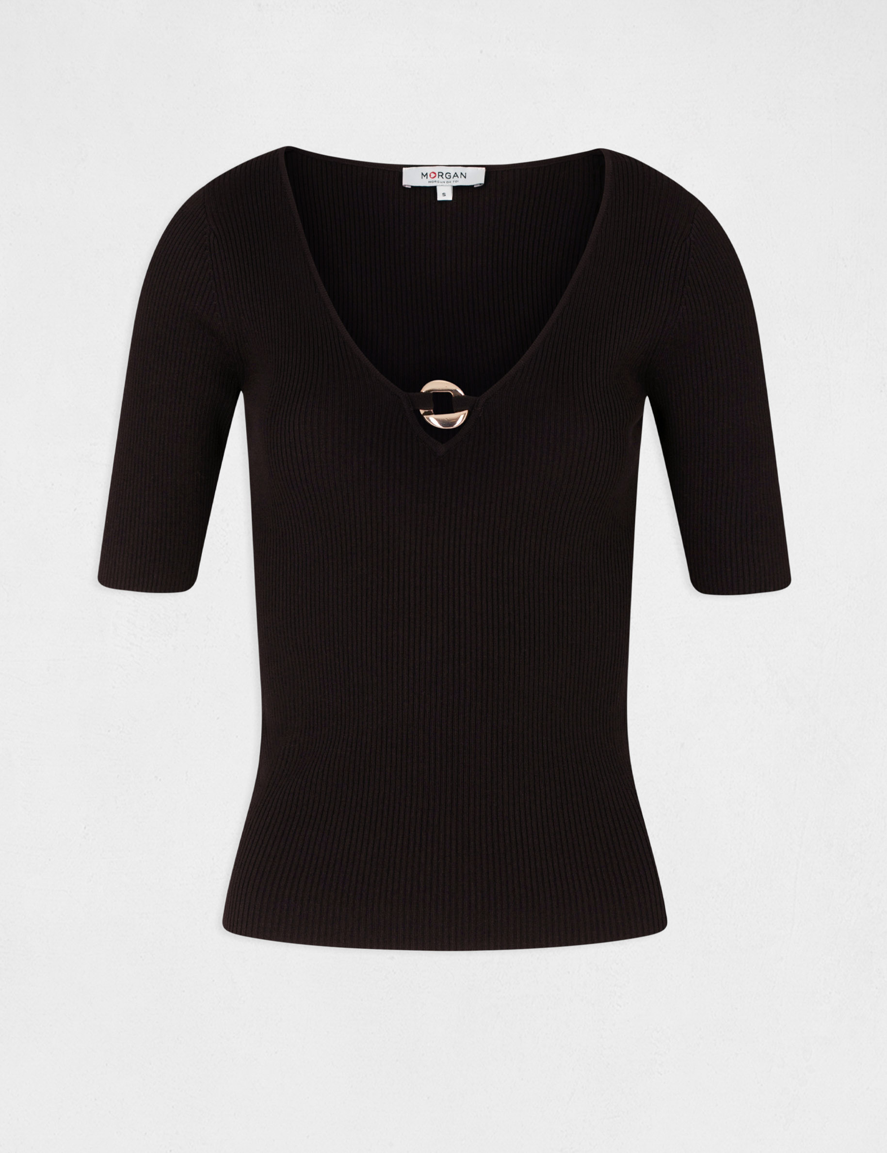 3/4-length sleeved jumper with ornament black ladies' 3/4-length sleeved jumper with ornament black ladies'