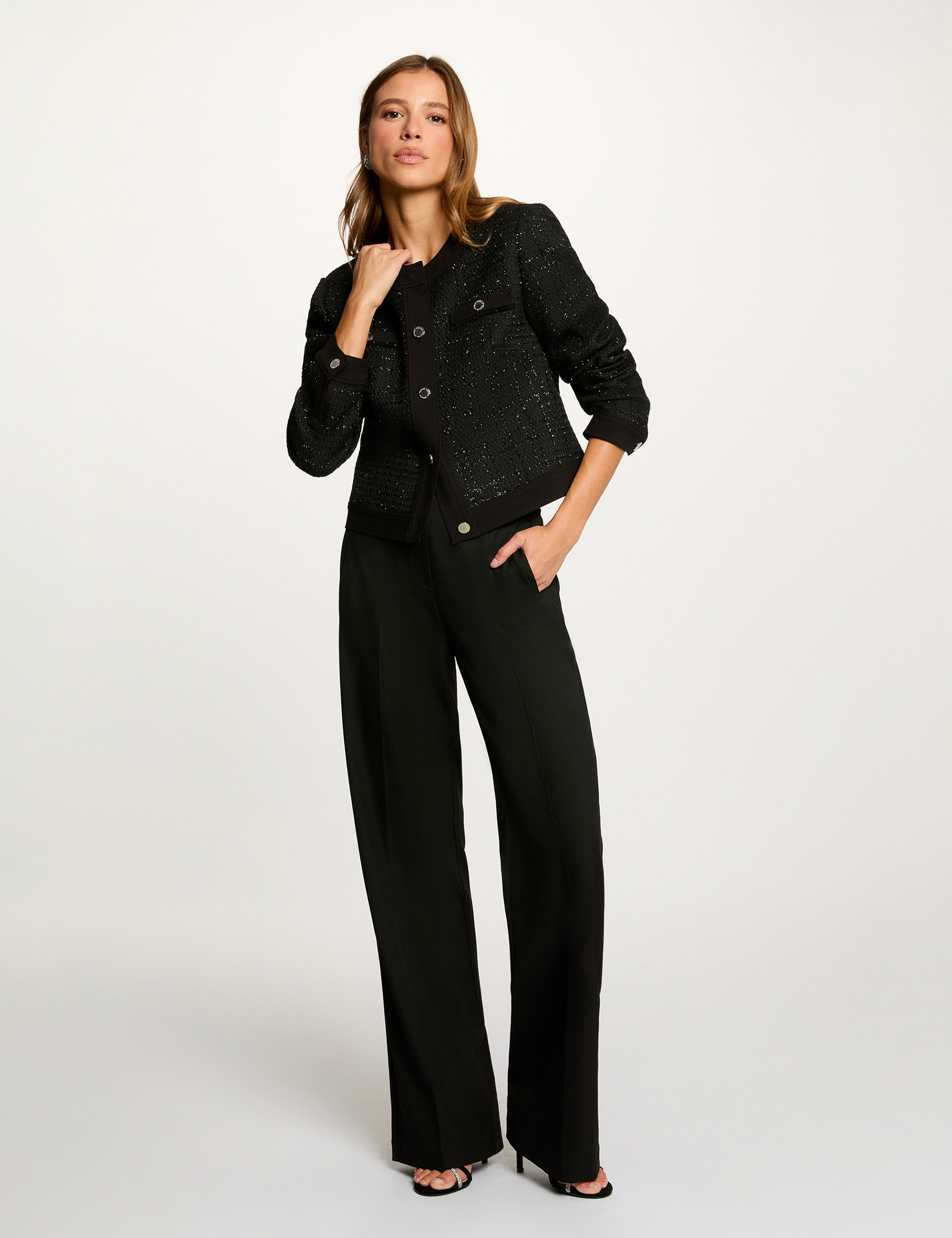 Veste courte ajustée noir femme