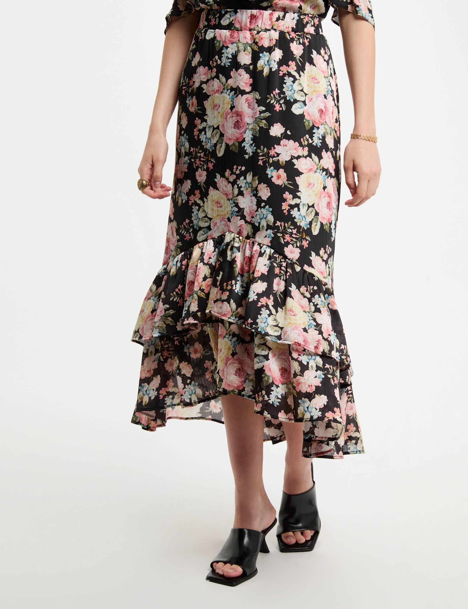 printed midi skirt ruffles multicolor women Printed midi skirt ruffles multicolor women