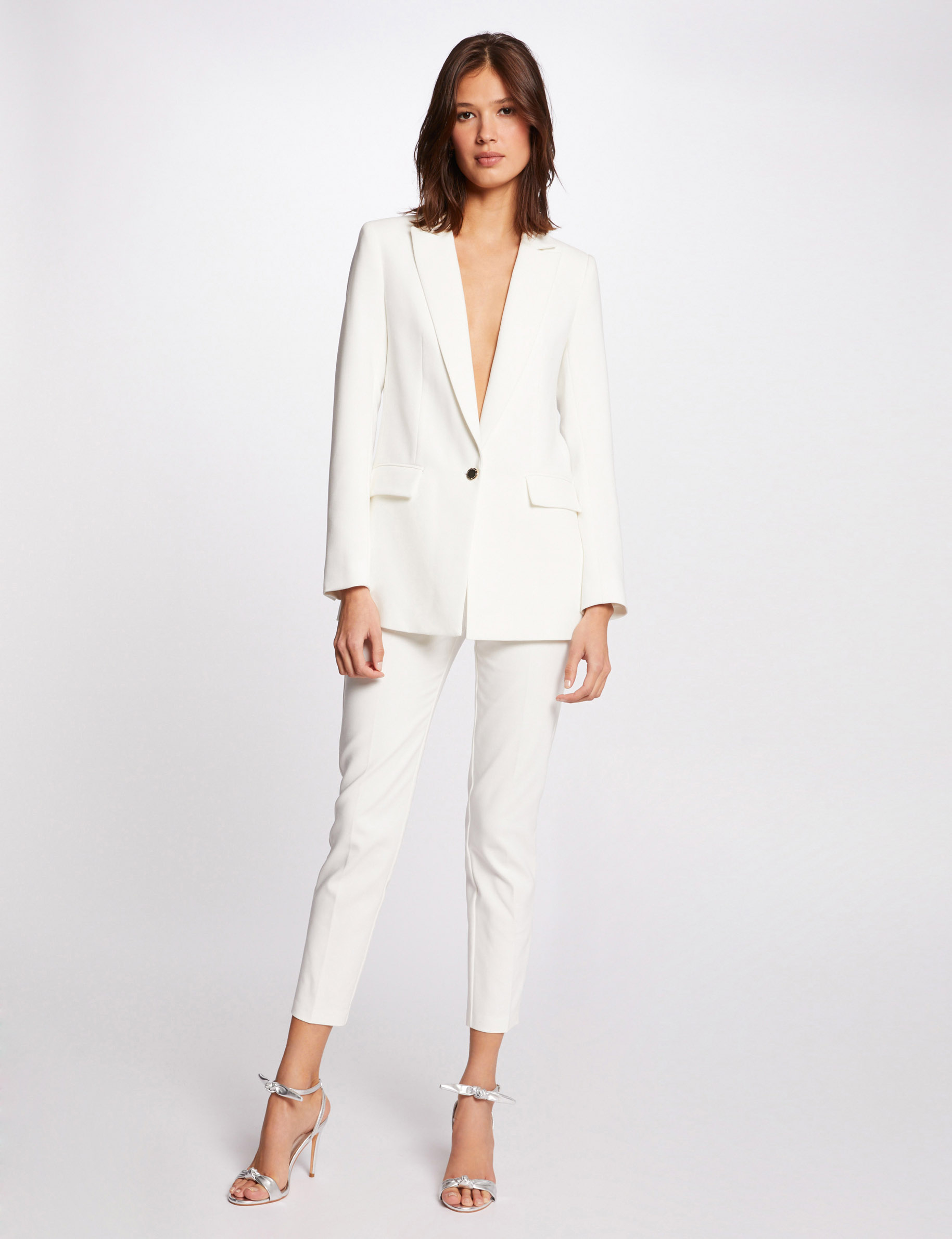 Cropped cigarette trousers ivory women