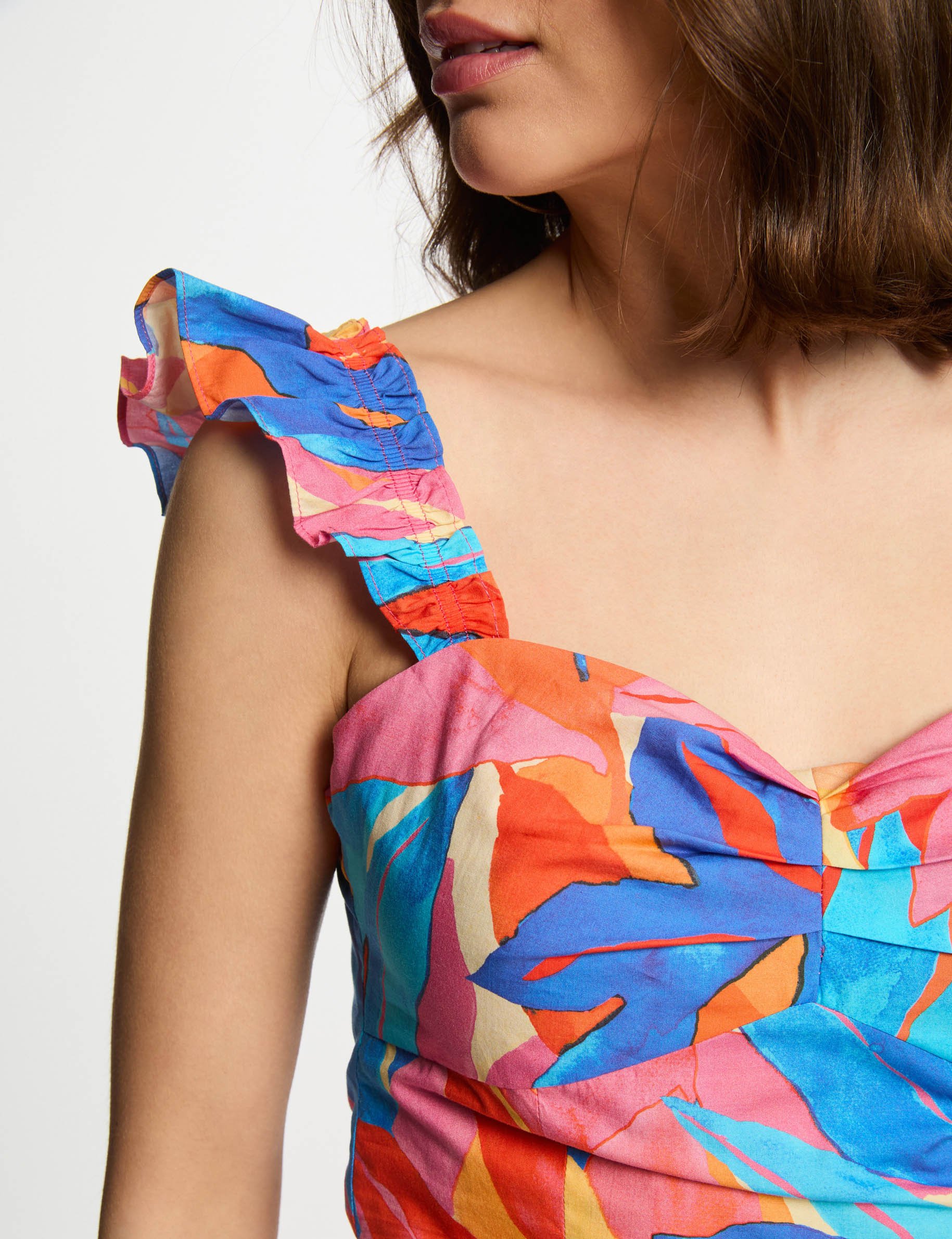 printed top with ruffles multicolor women Printed top with ruffles multicolor women