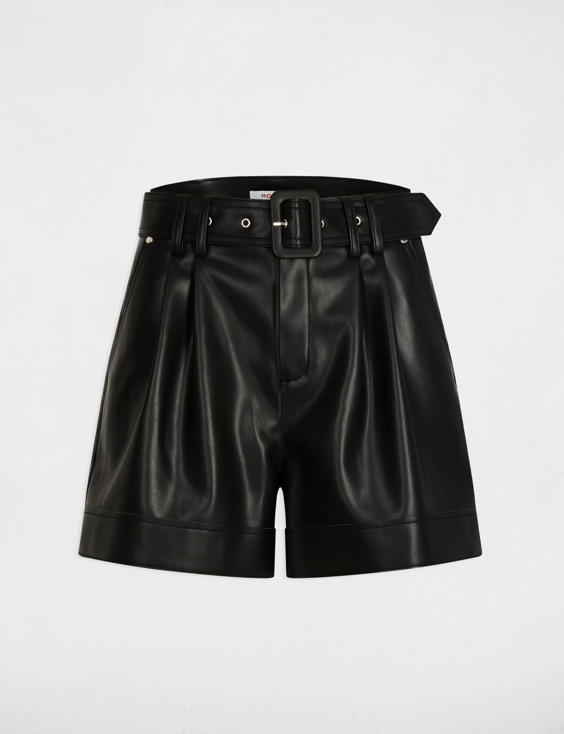 short ajuste simili cuir noir femme Short ajusté simili cuir noir femme