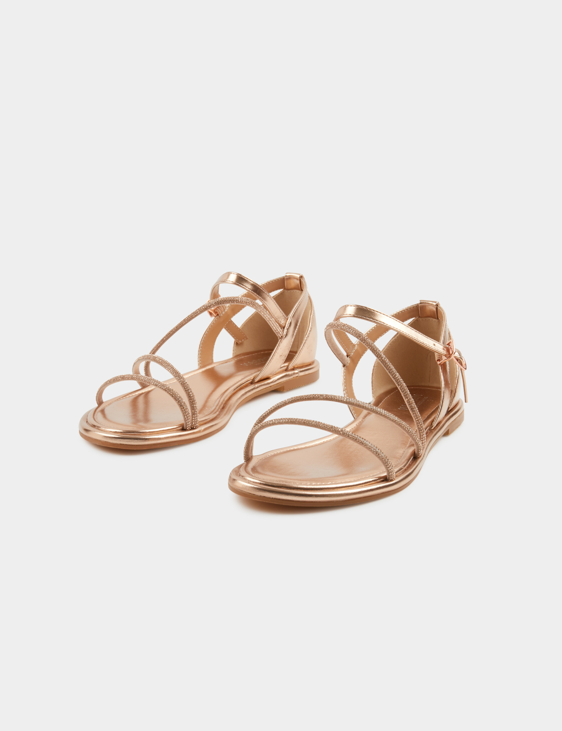 Flat sandals with rhinestones details antique pink ladies' Flat sandals with rhinestones details antique pink ladies'