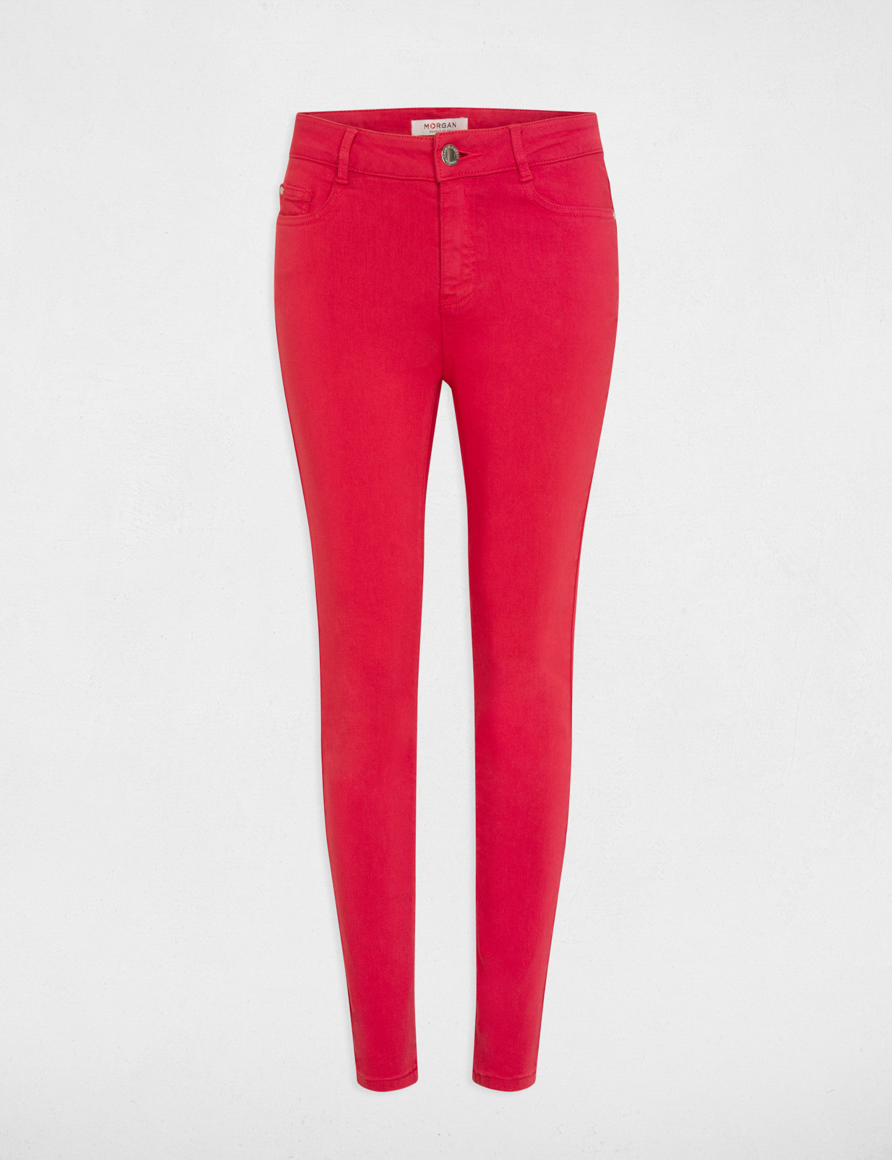 Cropped skinny trousers with 5 pockets medium red ladies'