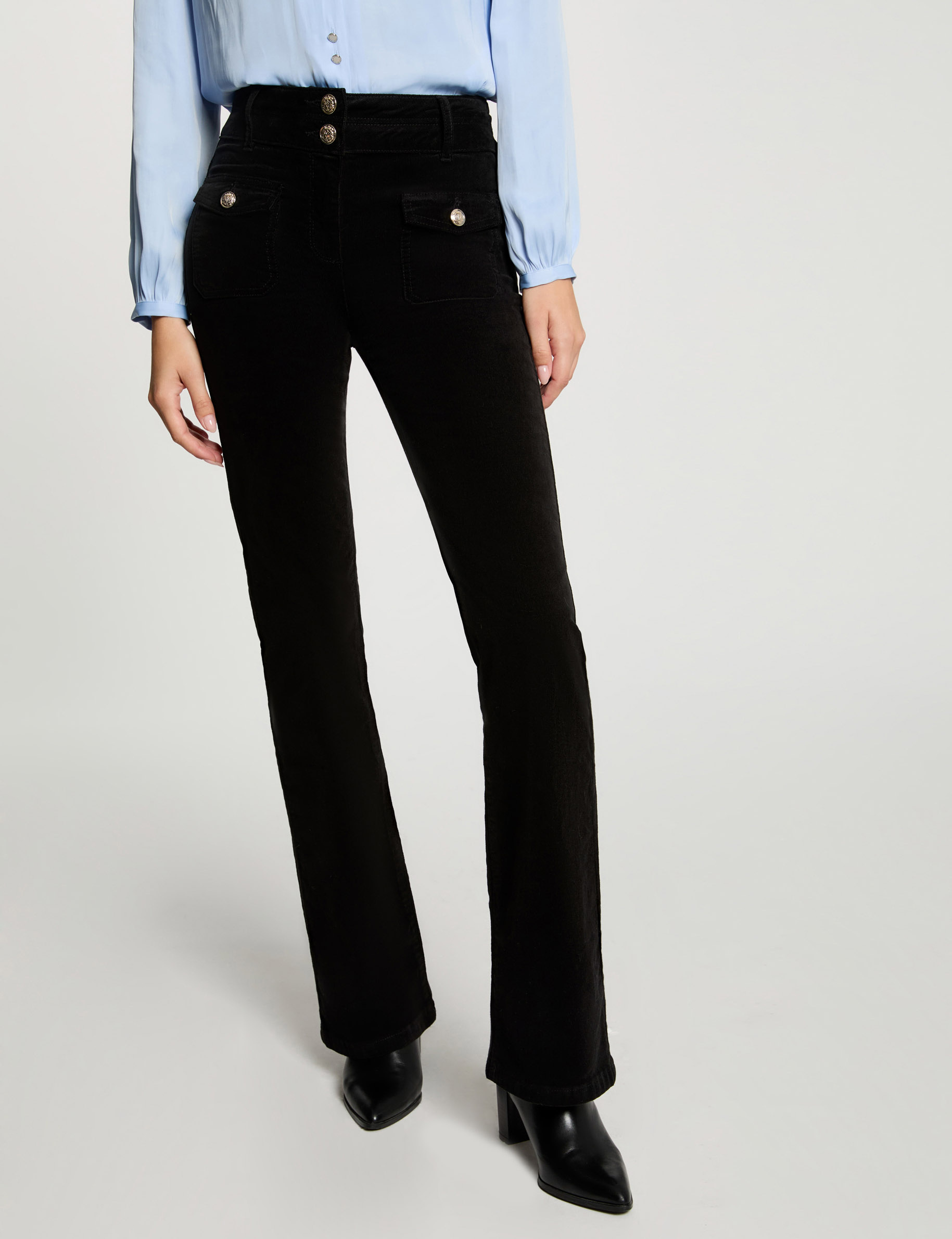 pantalon ajuste velours noir femme Pantalon ajusté velours noir femme